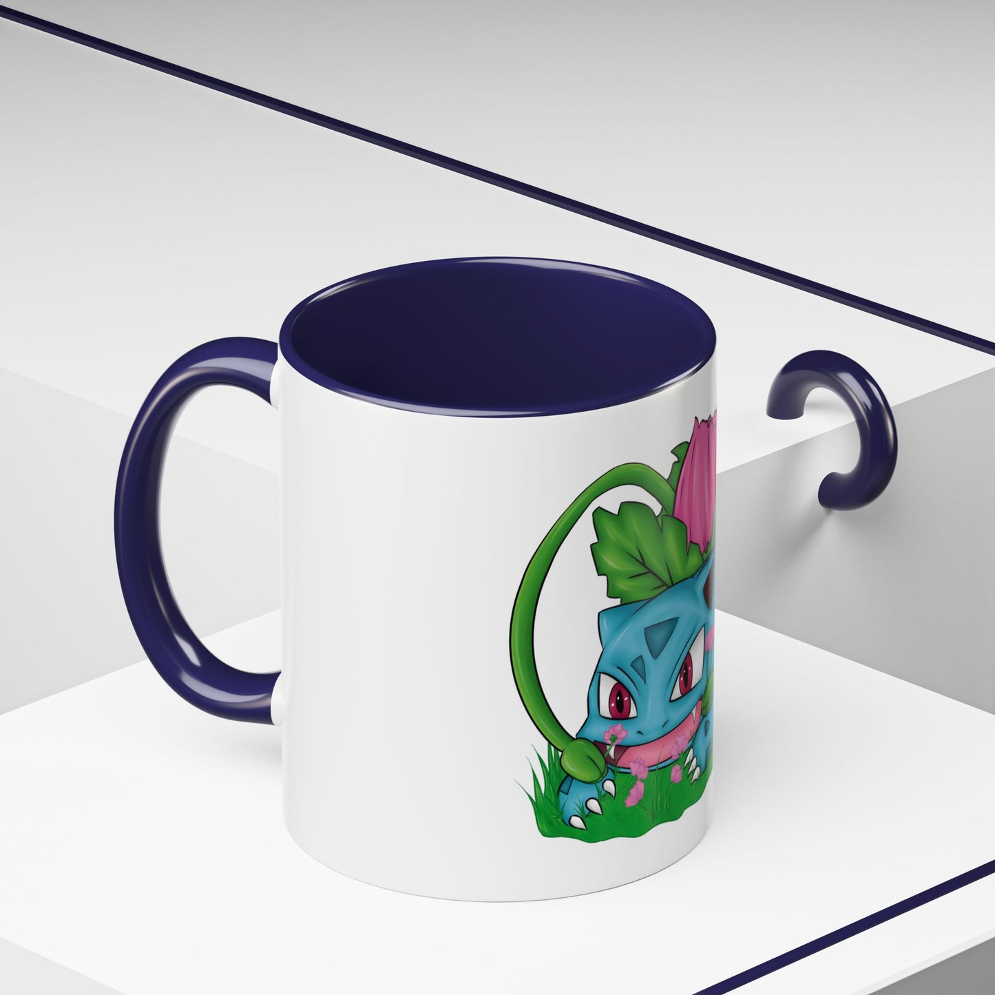 Pokesaur Ivy Beast Fanart Two-Tone Coffee Mugs, 15oz