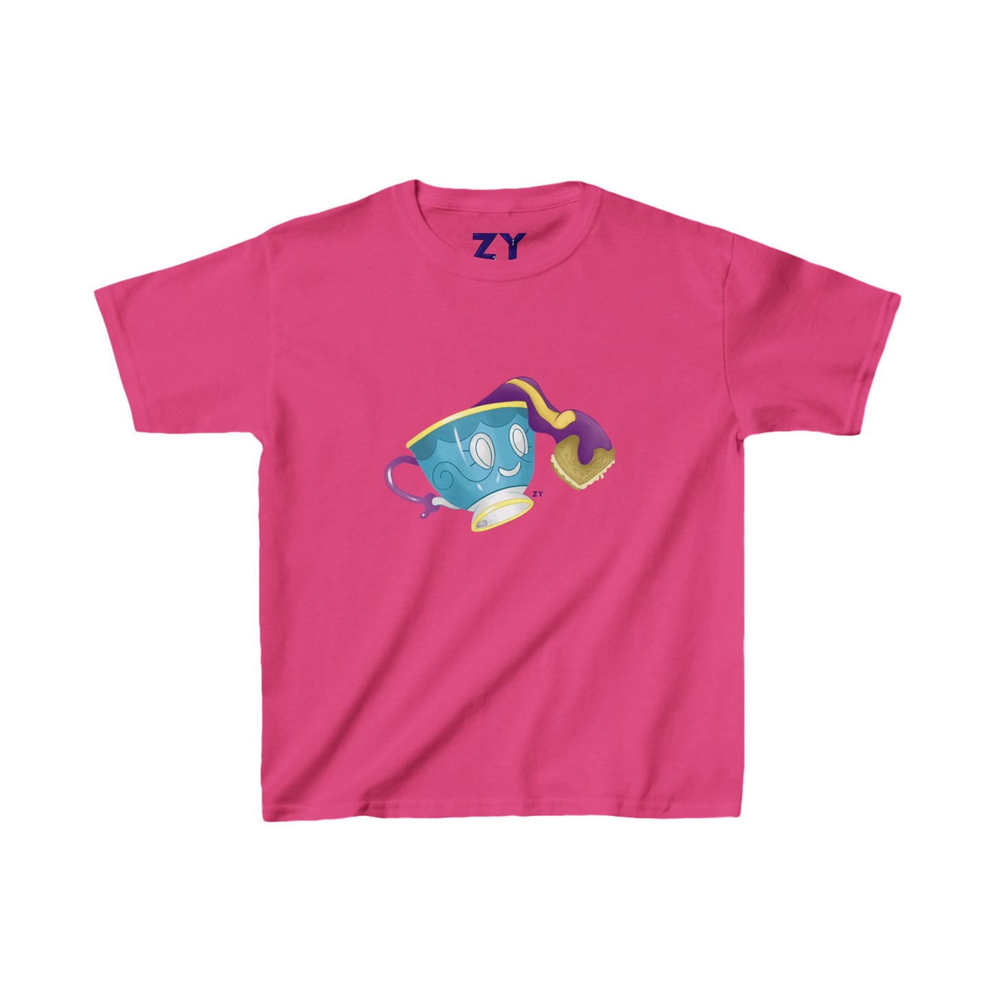 Ghostly Teacup w/ Biscuit Fanart Print Kid's Fine Jersey Tee