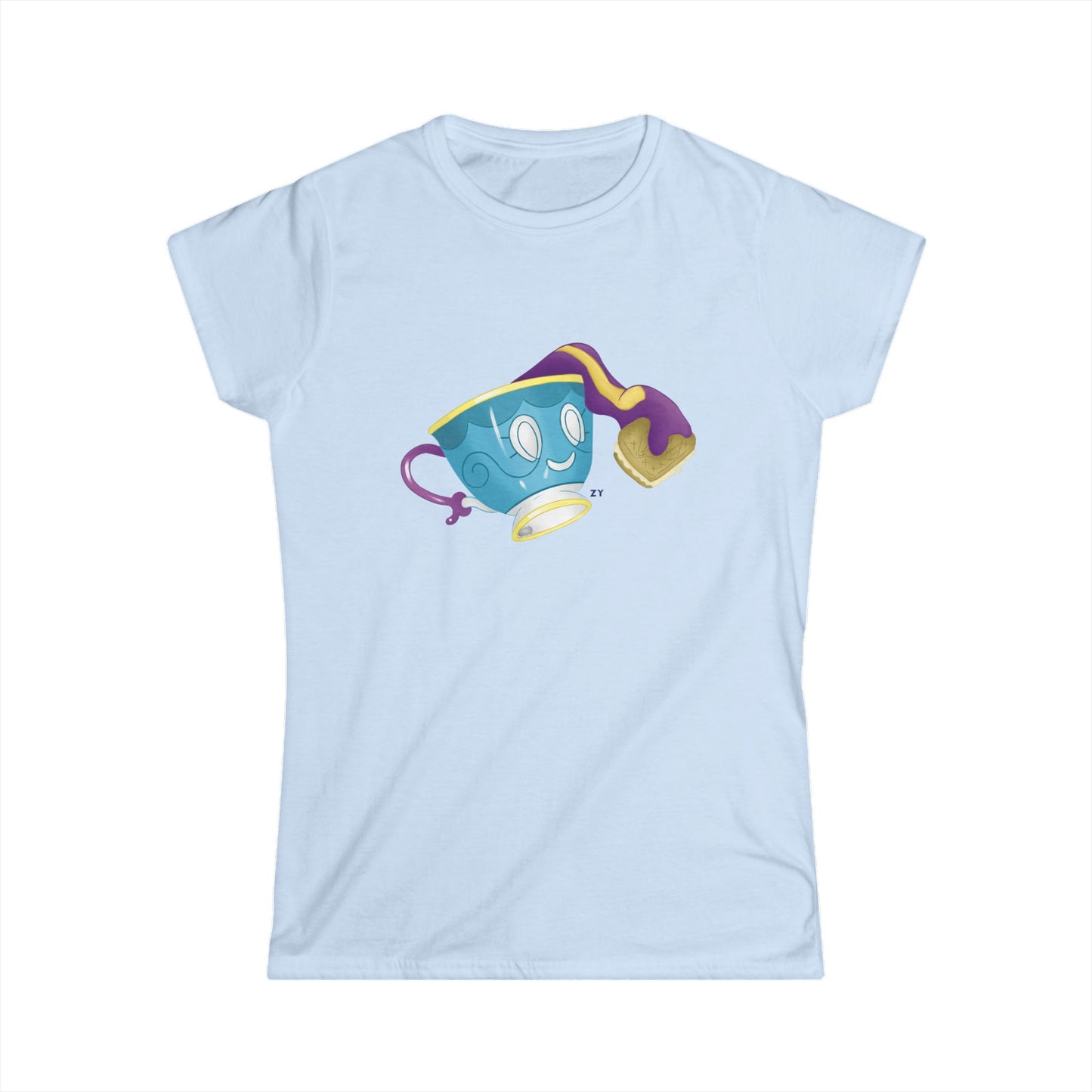 Ghostly Teacup w/ Biscuit Fanart Print Soft Style Ladies Tee
