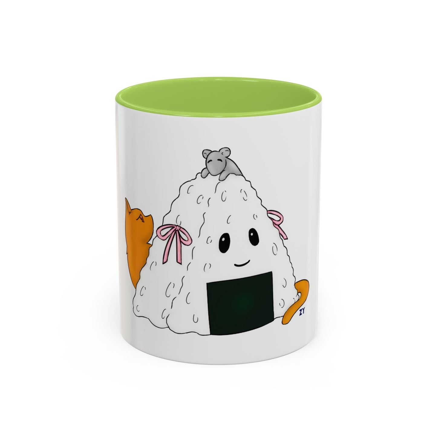 Fruits Basket Onigiri, Cat & Rat Two-Tone Coffee Mugs, 15oz