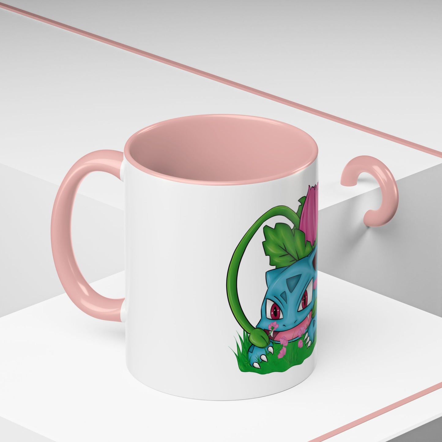 Pokesaur Ivy Beast Fanart Two-Tone Coffee Mugs, 15oz