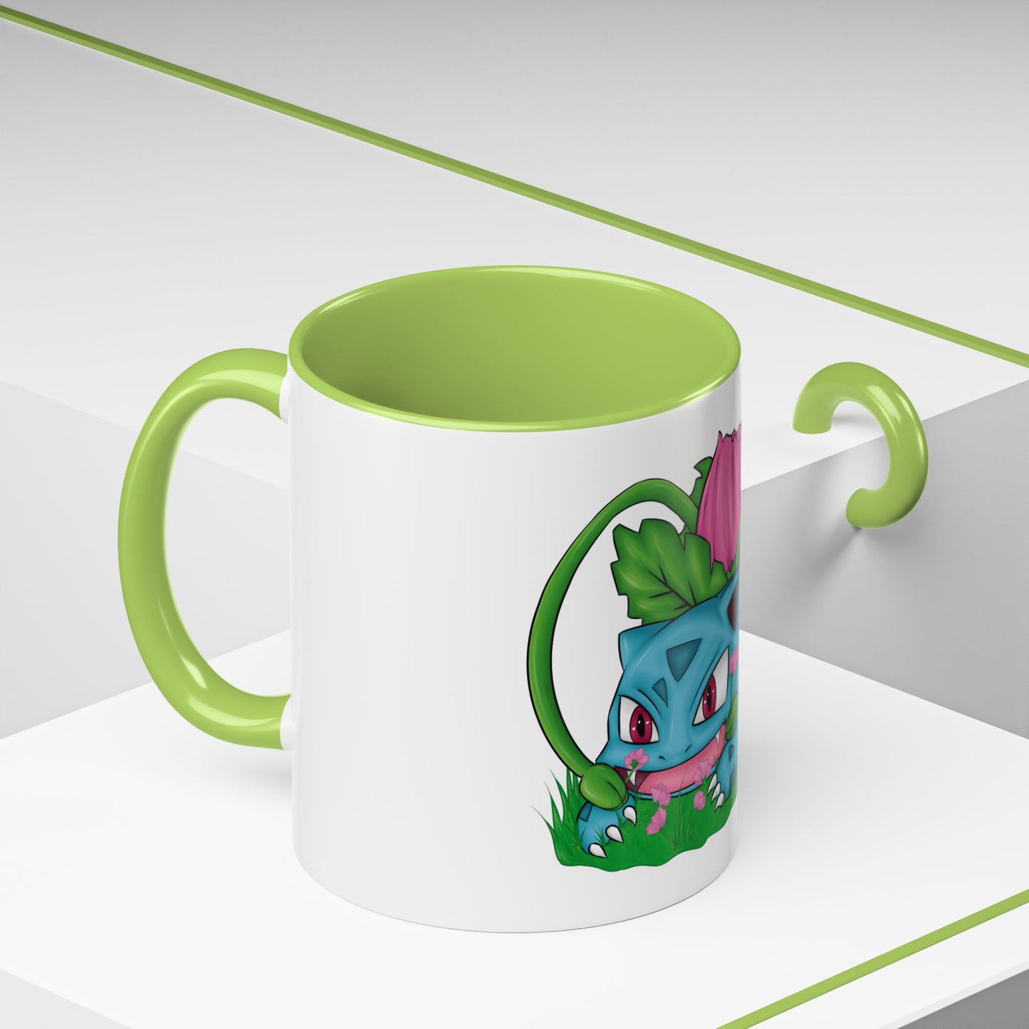 Pokesaur Ivy Beast Fanart Two-Tone Coffee Mugs, 15oz