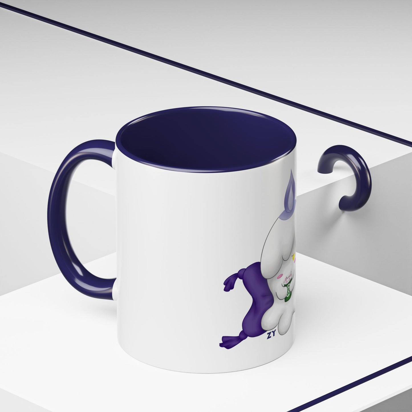 Ghost Monster Candle w/ Hot Chocolate Character Print OG Two-Tone Coffee Mugs, 15oz