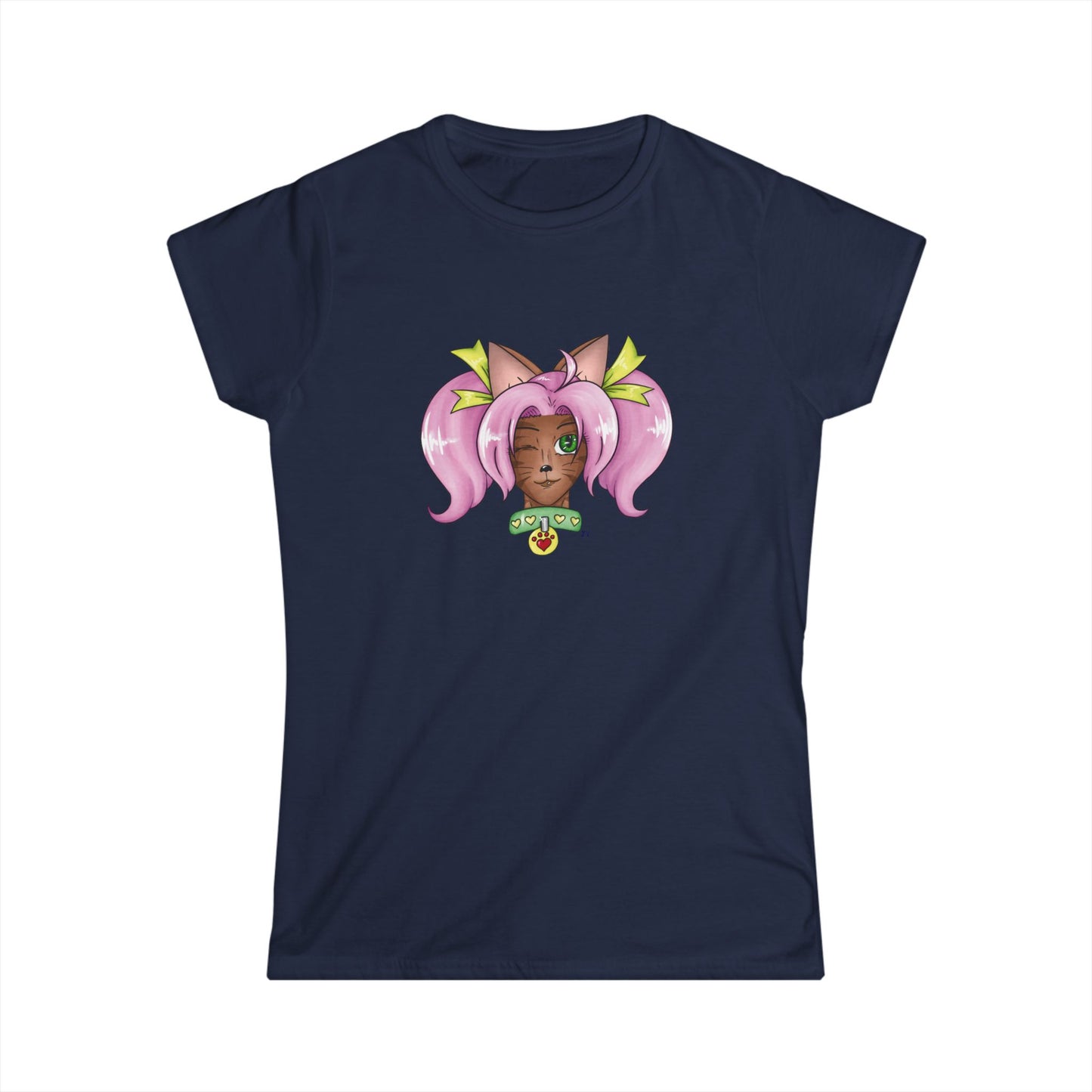 Cute Cat Girl Soft Style Ladies Tee