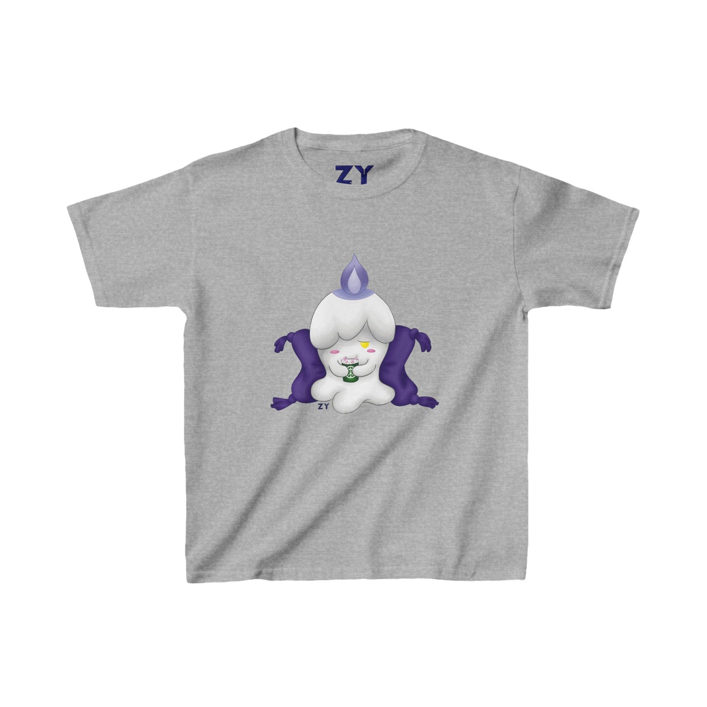Ghost Monster Candle w/ Hot Chocolate Character Print Kid's Fine Jersey Tee