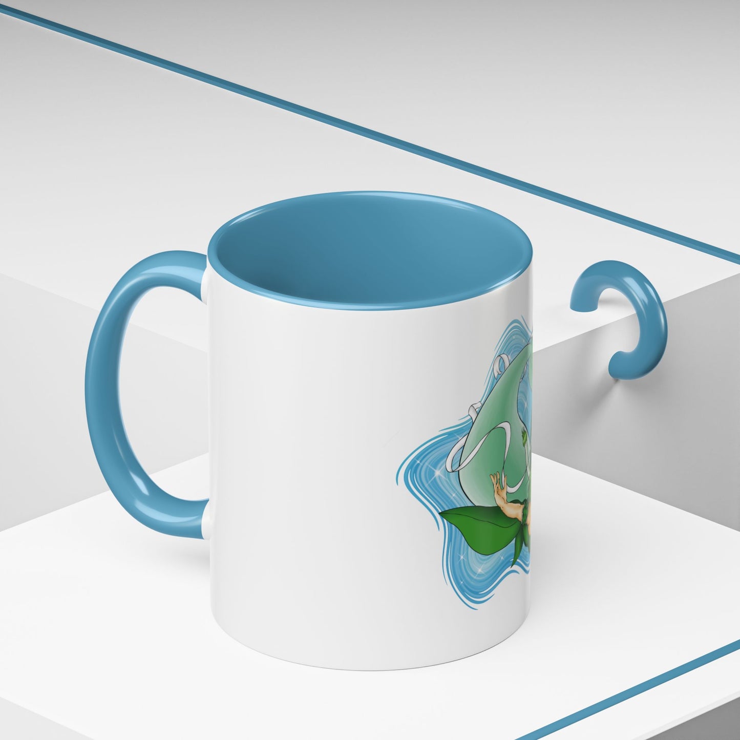 Mew Lettuce Mermaid Two-Tone Coffee Mugs, 15oz