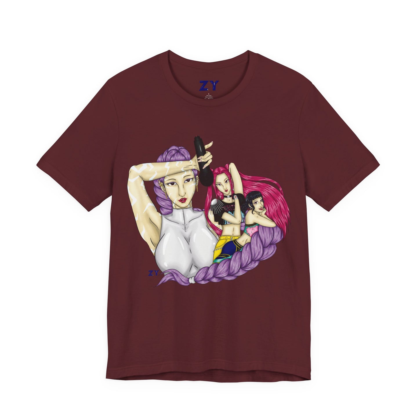 KPOP Trio Print Character Print Unisex Jersey Short Sleeve Tee
