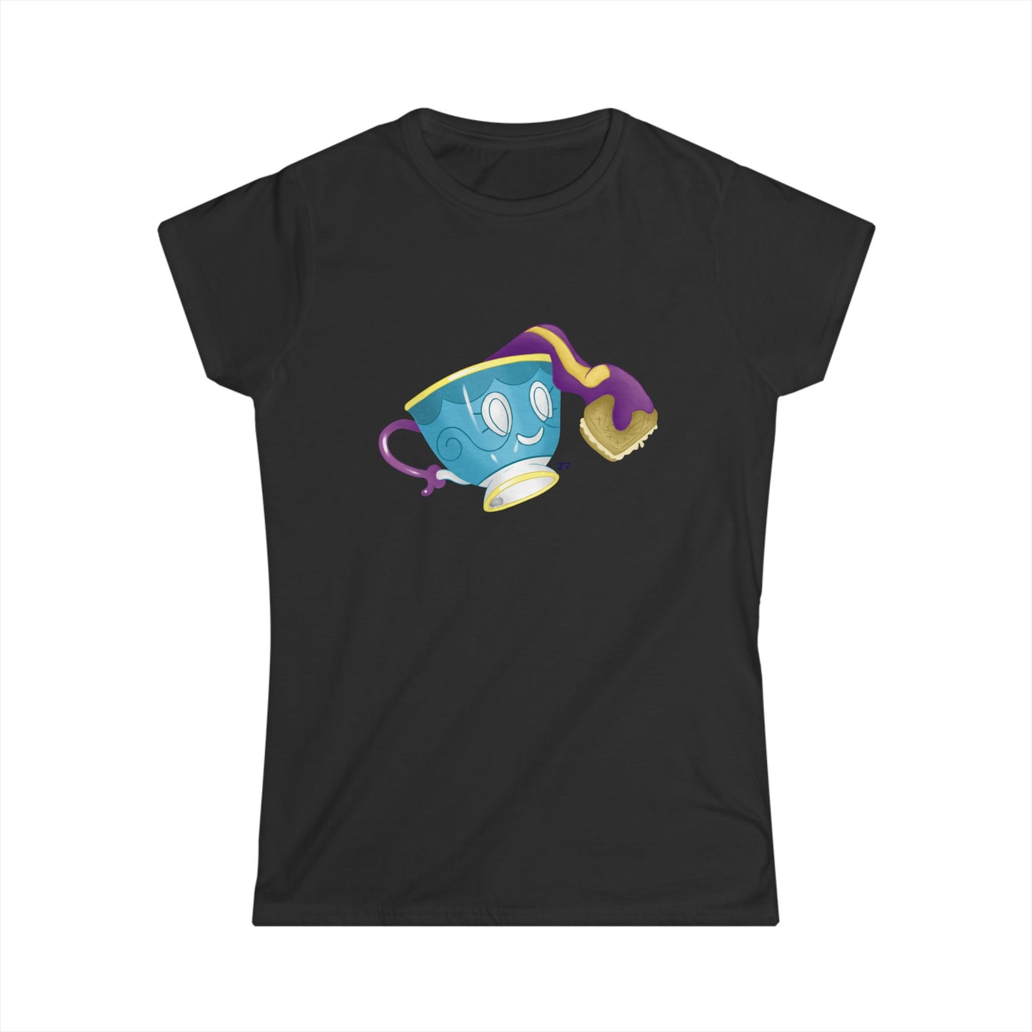 Ghostly Teacup w/ Biscuit Fanart Print Soft Style Ladies Tee