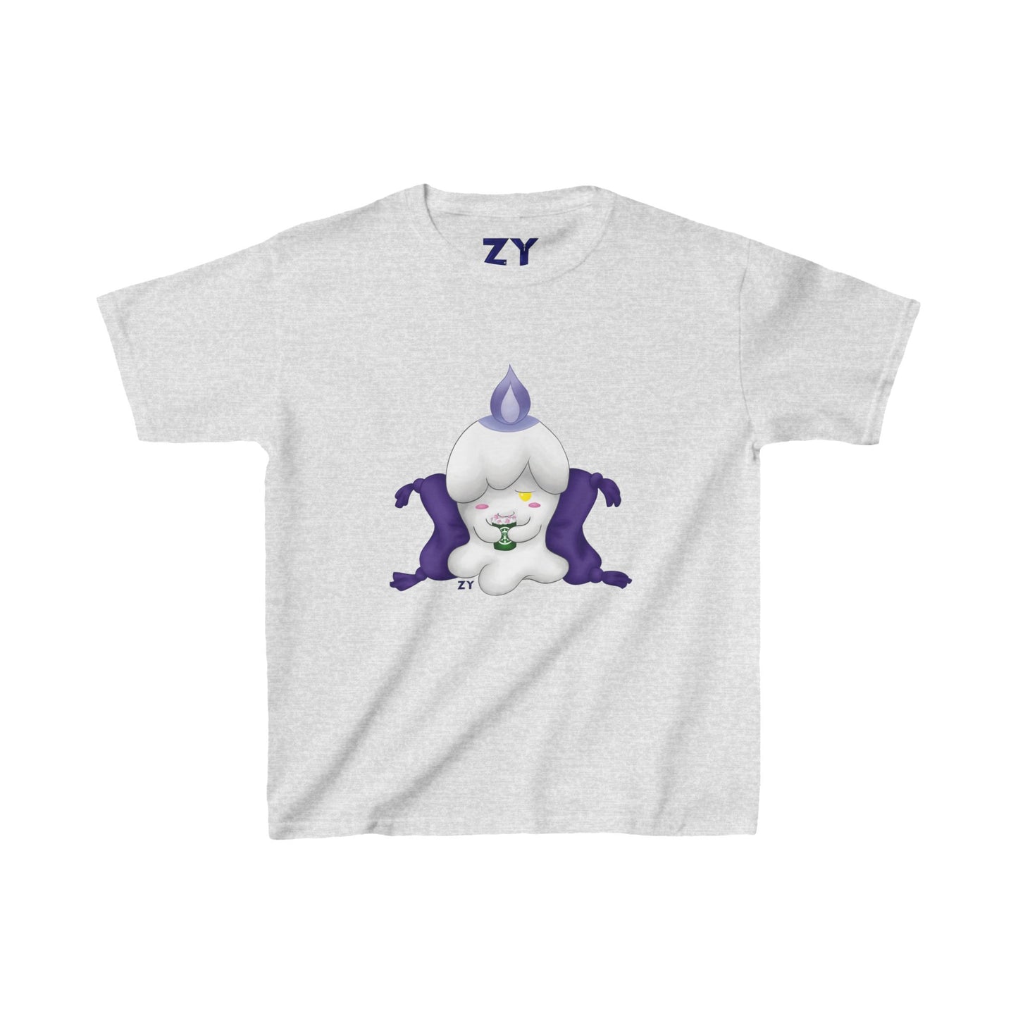 Ghost Monster Candle w/ Hot Chocolate Character Print Kid's Fine Jersey Tee