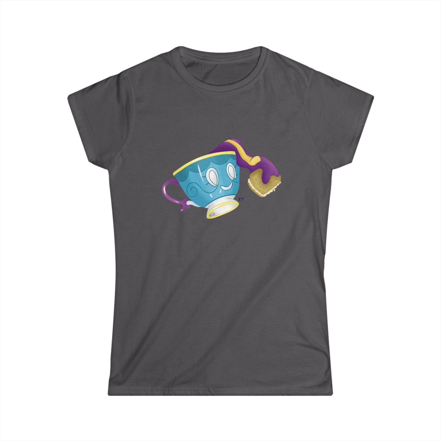 Ghostly Teacup w/ Biscuit Fanart Print Soft Style Ladies Tee