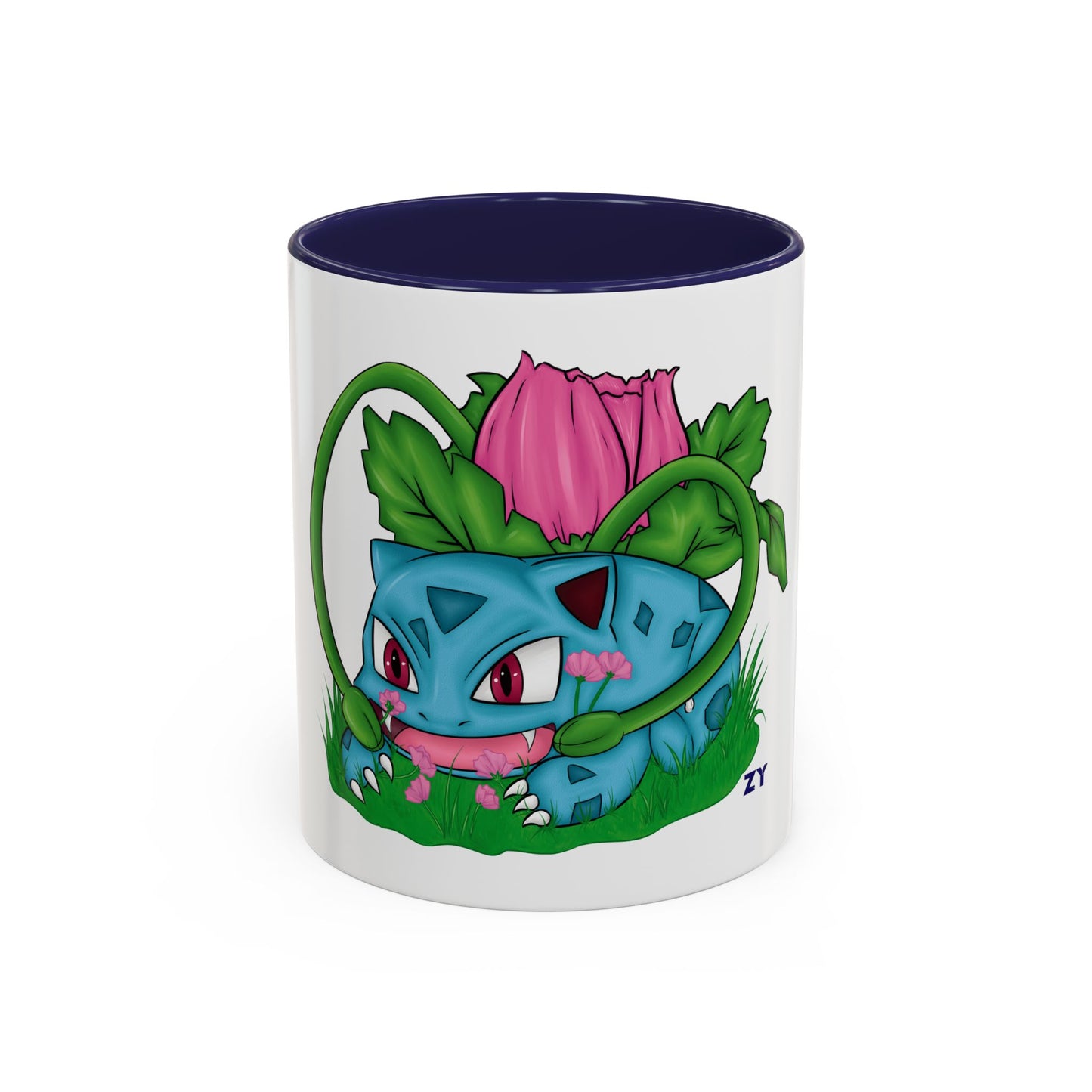 Pokesaur Ivy Beast Fanart Two-Tone Coffee Mugs, 15oz