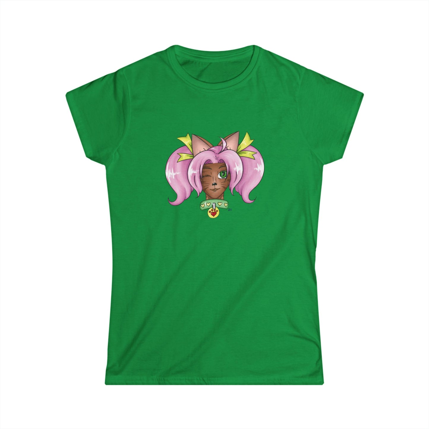Cute Cat Girl Soft Style Ladies Tee