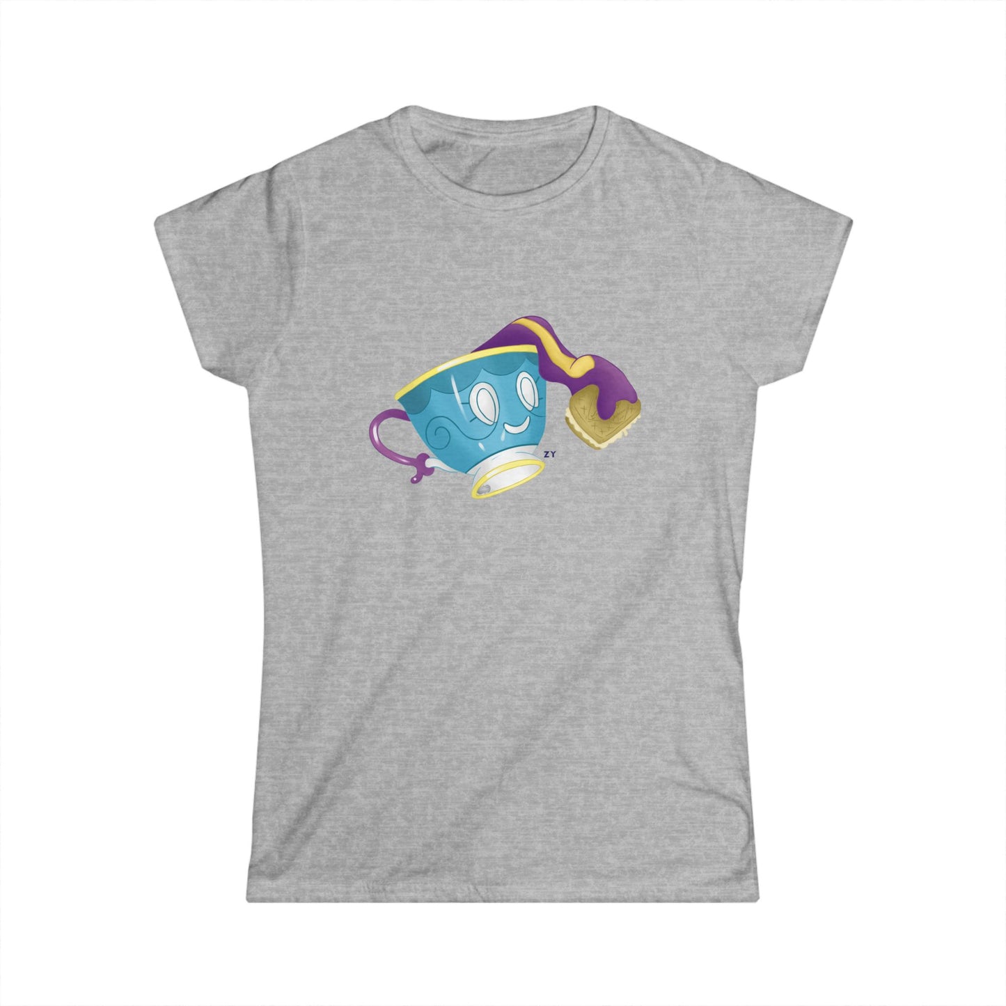 Ghostly Teacup w/ Biscuit Fanart Print Soft Style Ladies Tee