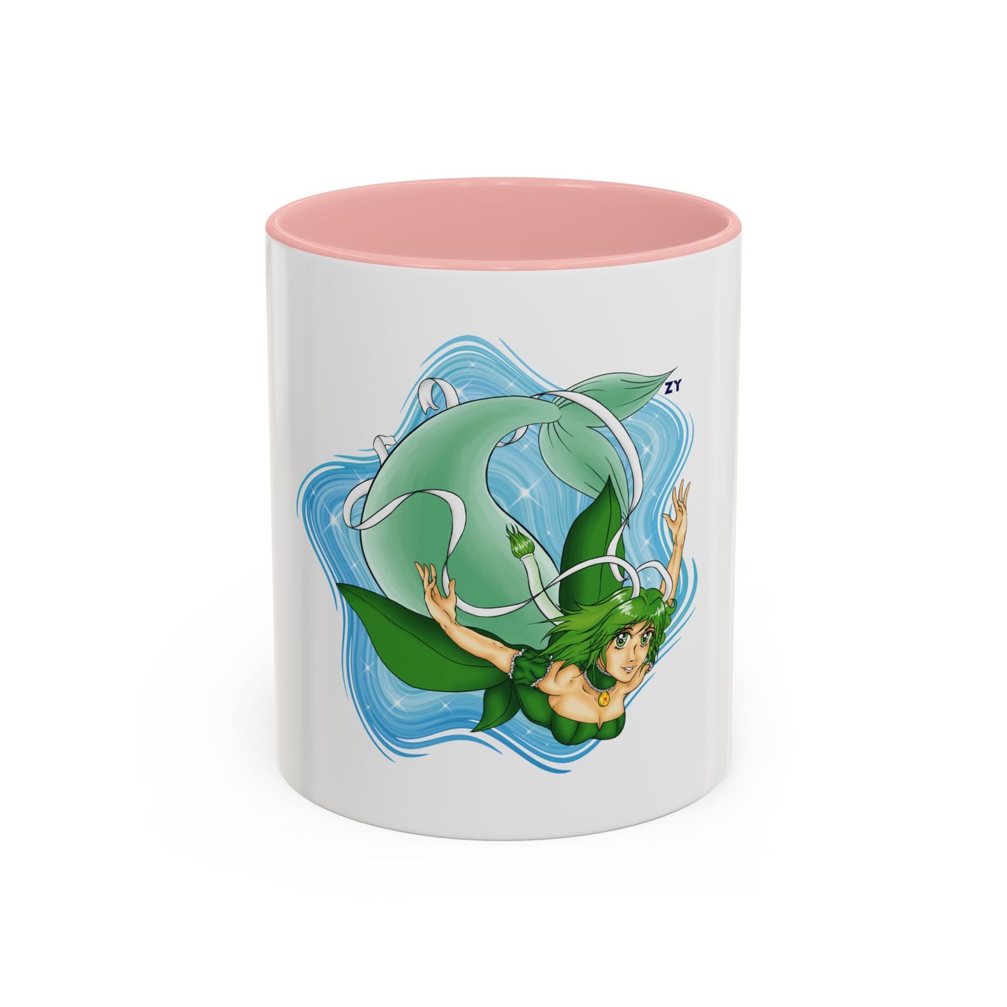 Mew Lettuce Mermaid Two-Tone Coffee Mugs, 15oz