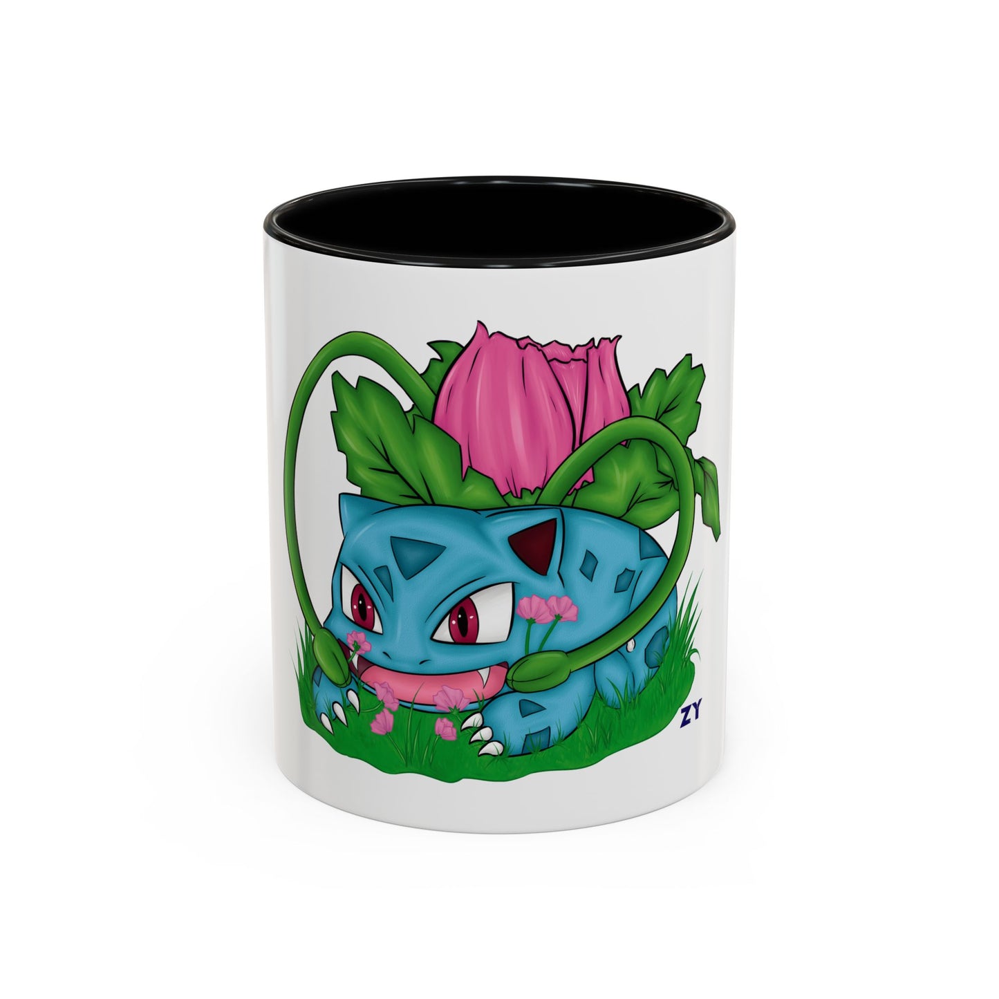 Pokesaur Ivy Beast Fanart Two-Tone Coffee Mugs, 15oz