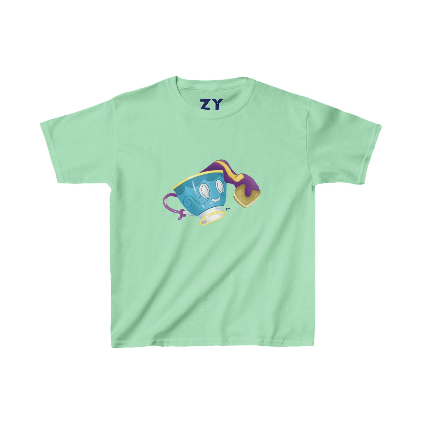 Ghostly Teacup w/ Biscuit Fanart Print Kid's Fine Jersey Tee