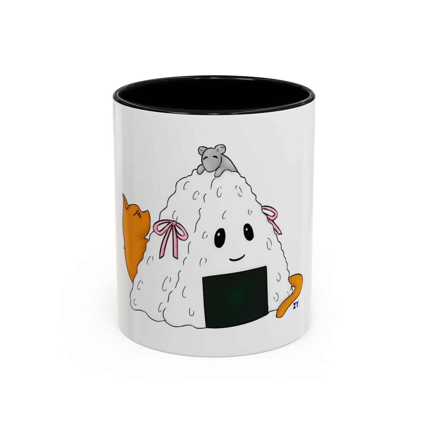Fruits Basket Onigiri, Cat & Rat Two-Tone Coffee Mugs, 15oz