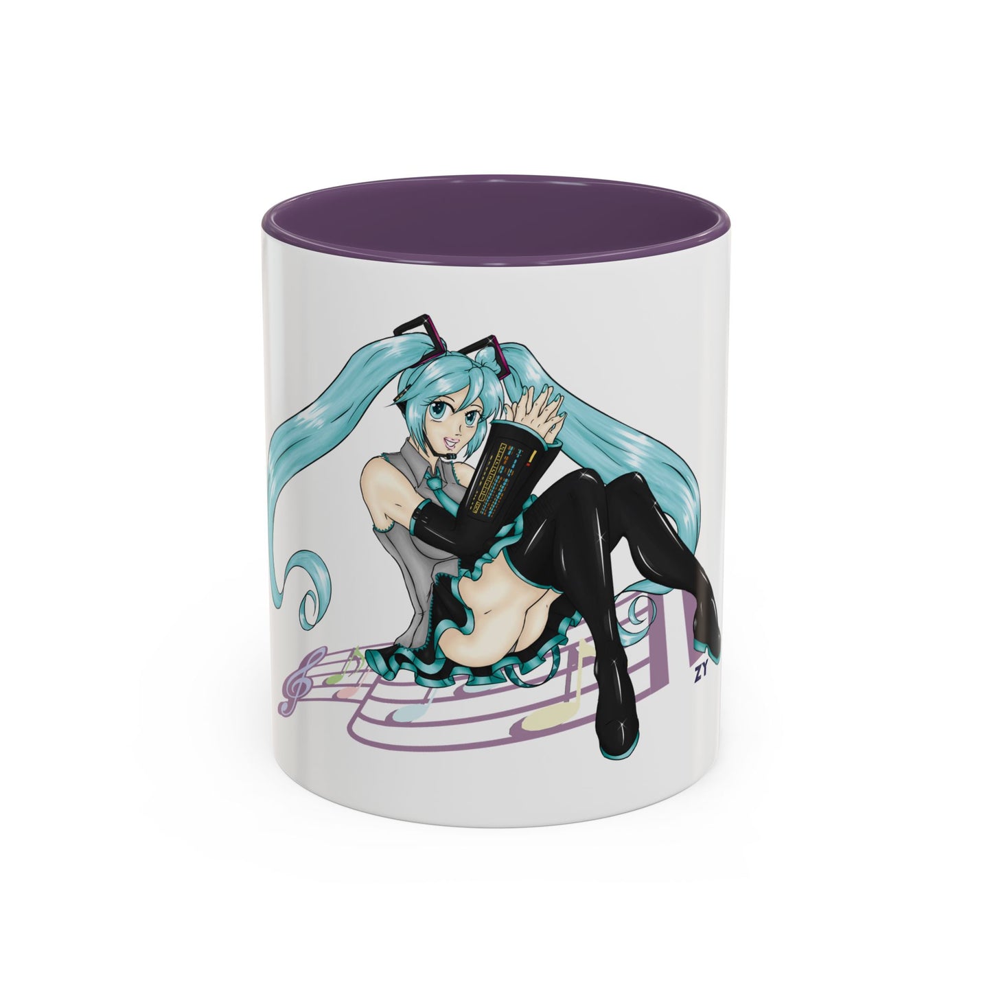 V: Miku Character Print OG Two-Tone Coffee Mugs, 15oz