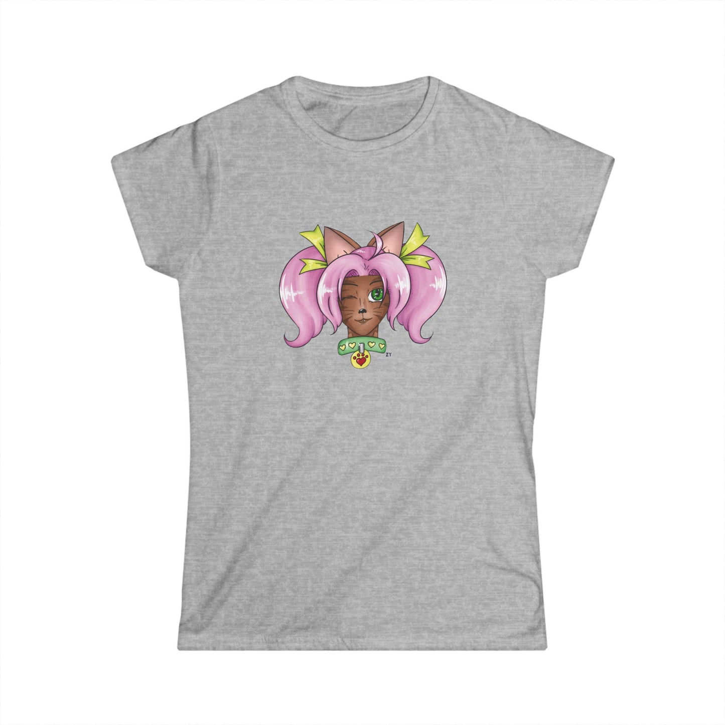 Cute Cat Girl Soft Style Ladies Tee