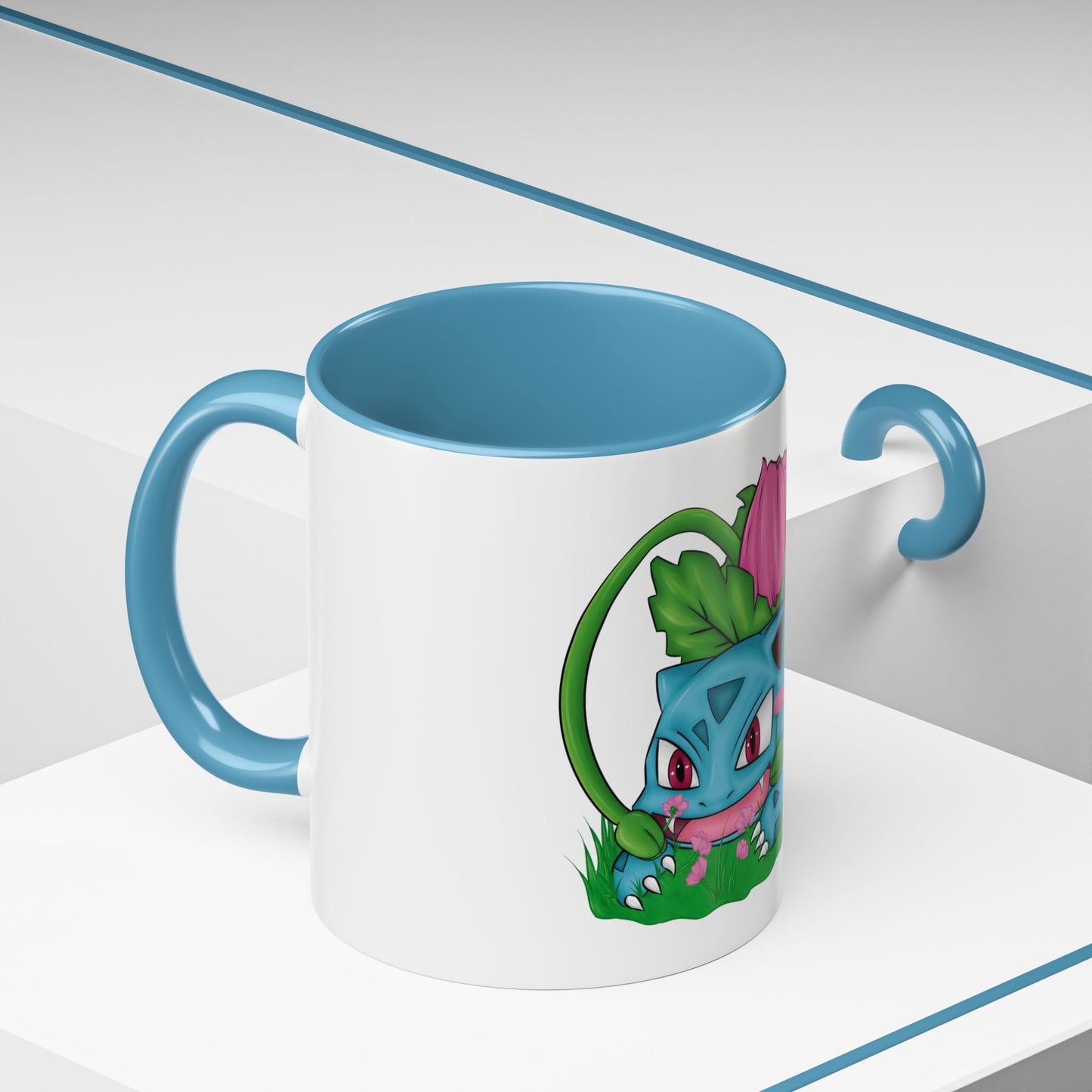 Pokesaur Ivy Beast Fanart Two-Tone Coffee Mugs, 15oz