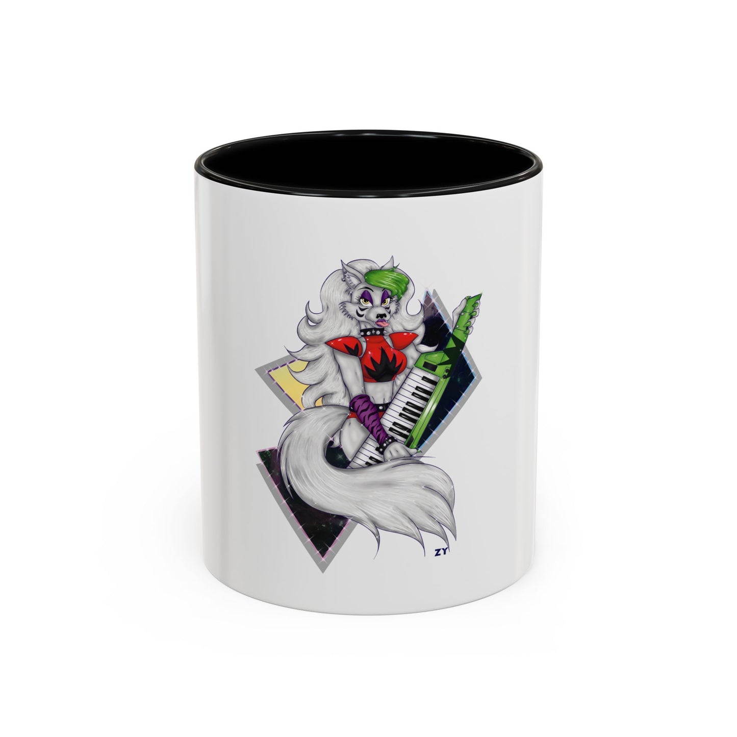 Roxy Rockstar Character Print OG Two-Tone Coffee Mugs, 15oz