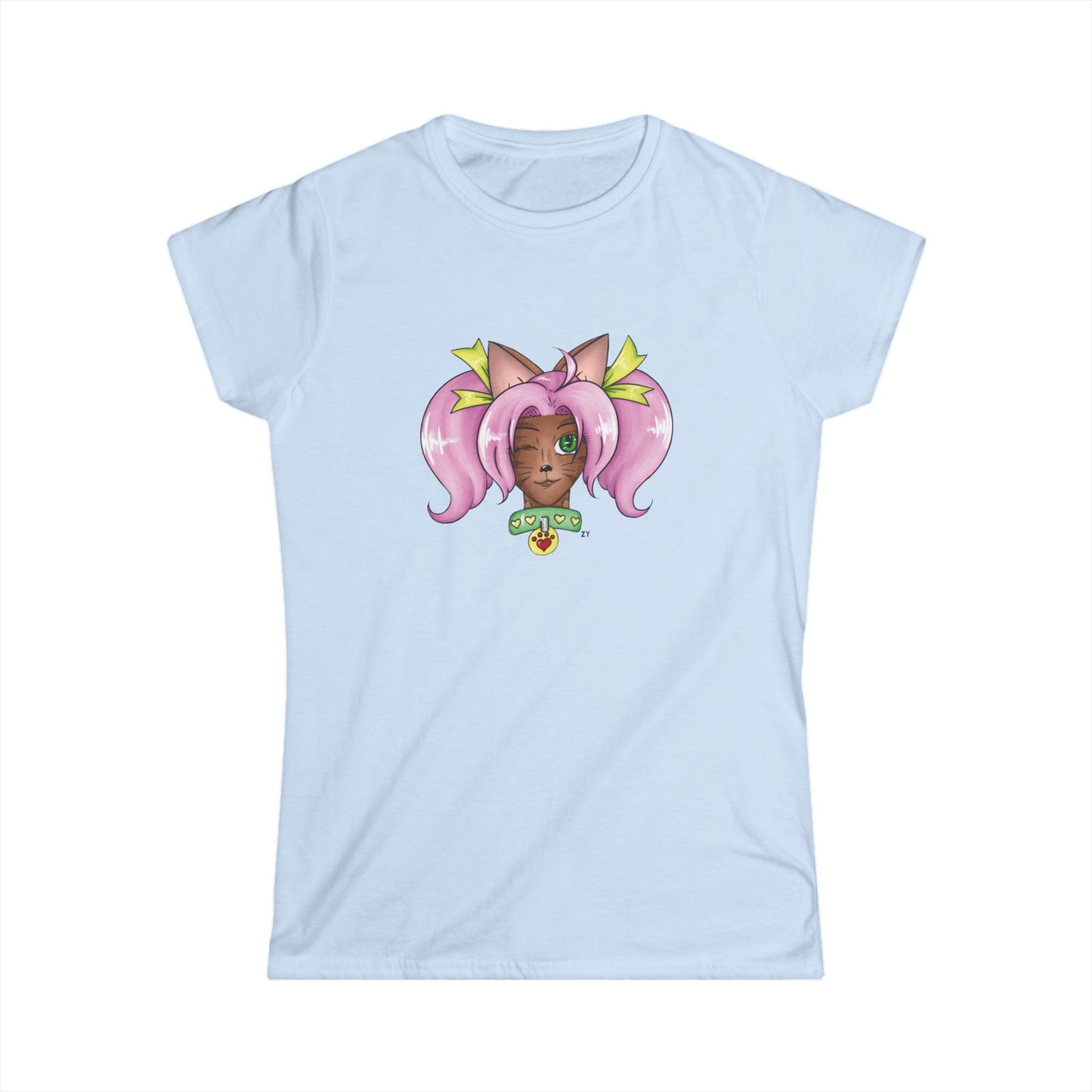 Cute Cat Girl Soft Style Ladies Tee