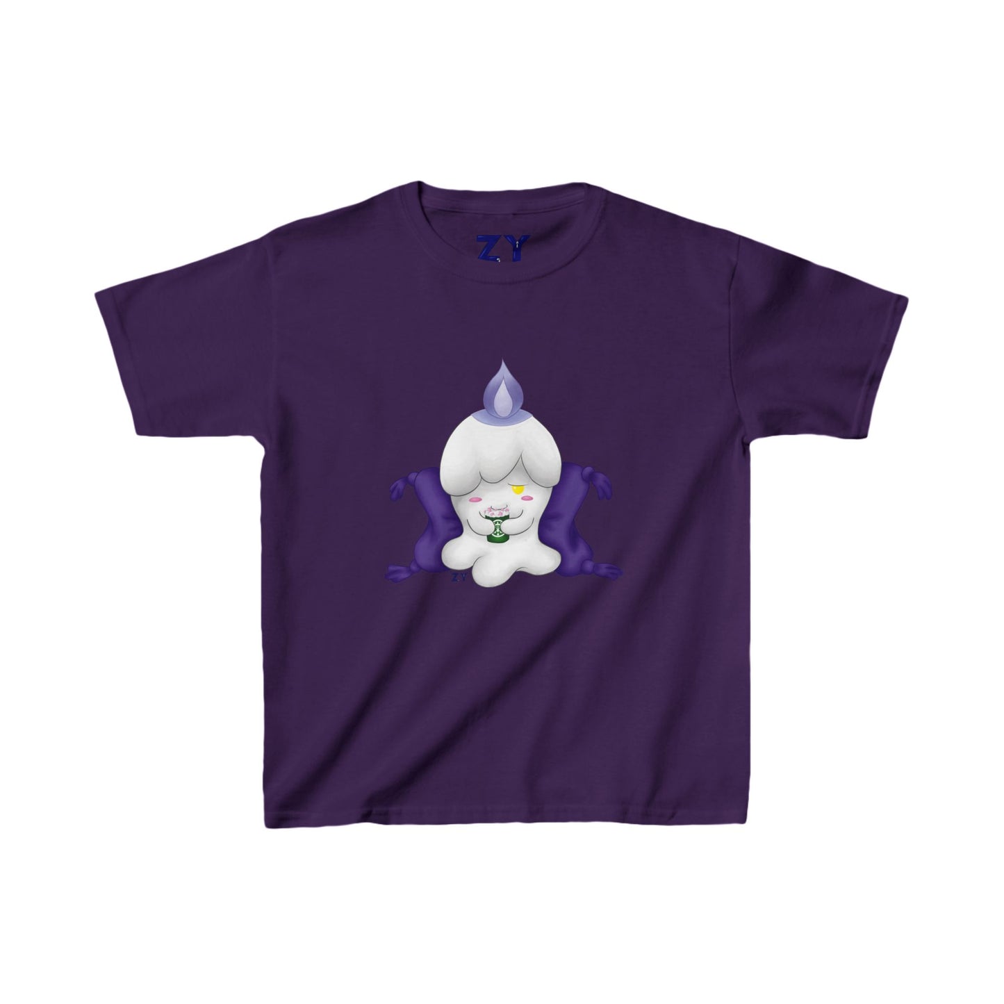 Ghost Monster Candle w/ Hot Chocolate Character Print Kid's Fine Jersey Tee