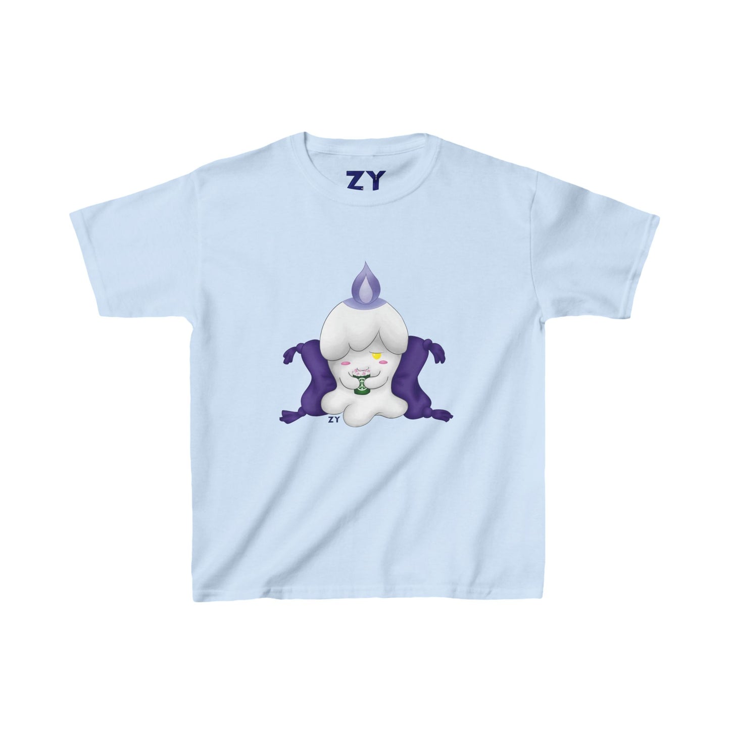 Ghost Monster Candle w/ Hot Chocolate Character Print Kid's Fine Jersey Tee