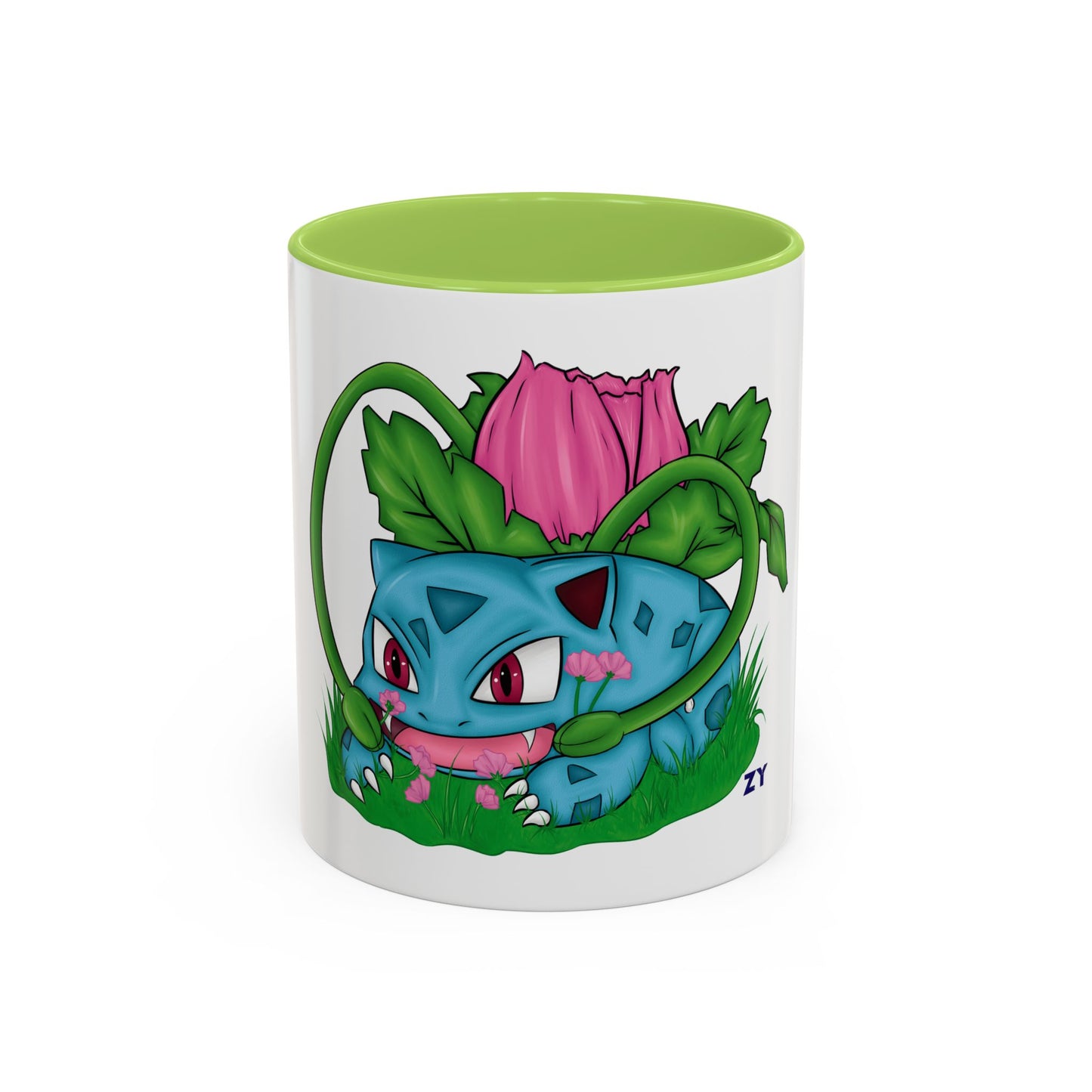 Pokesaur Ivy Beast Fanart Two-Tone Coffee Mugs, 15oz