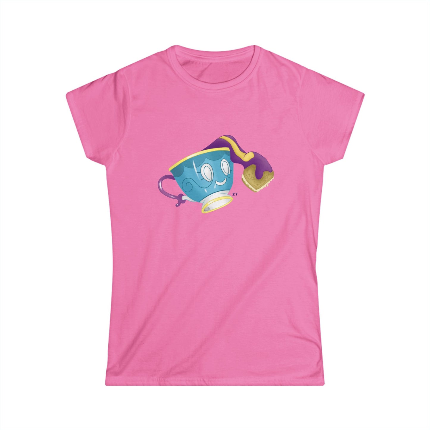 Ghostly Teacup w/ Biscuit Fanart Print Soft Style Ladies Tee