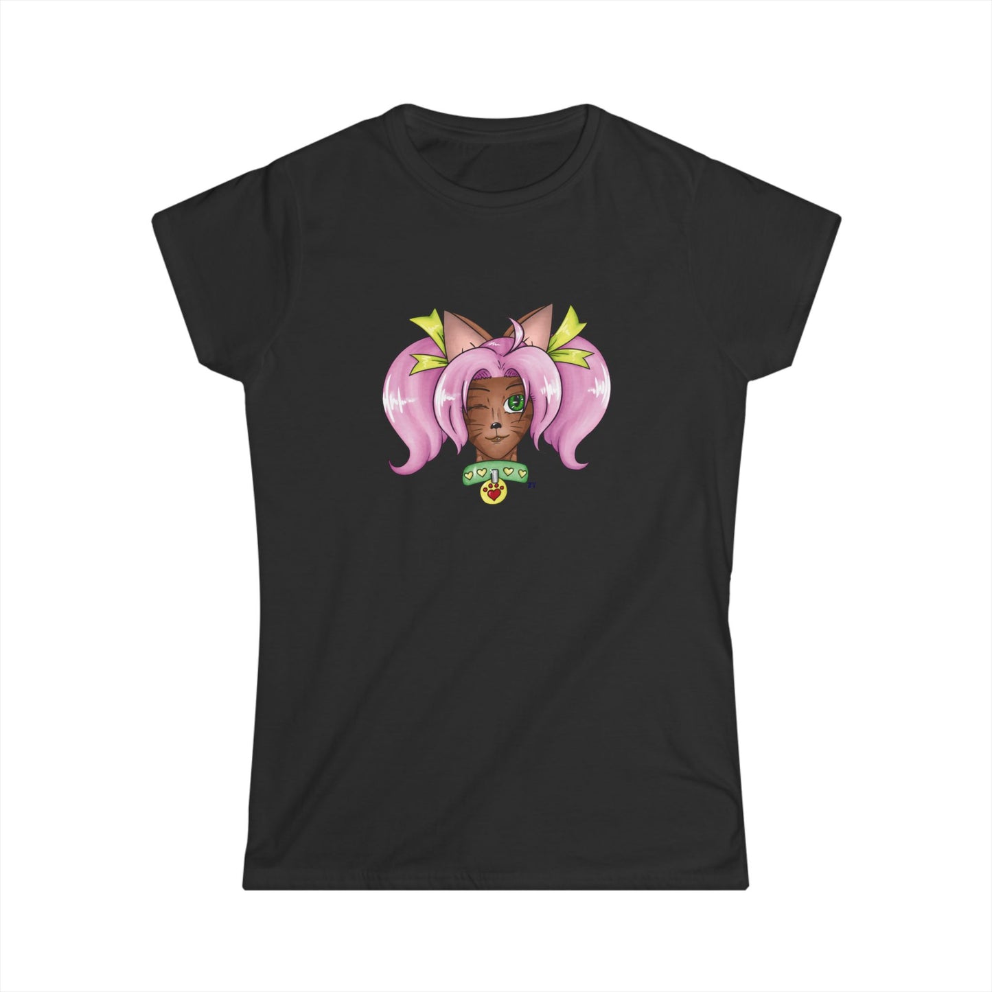 Cute Cat Girl Soft Style Ladies Tee