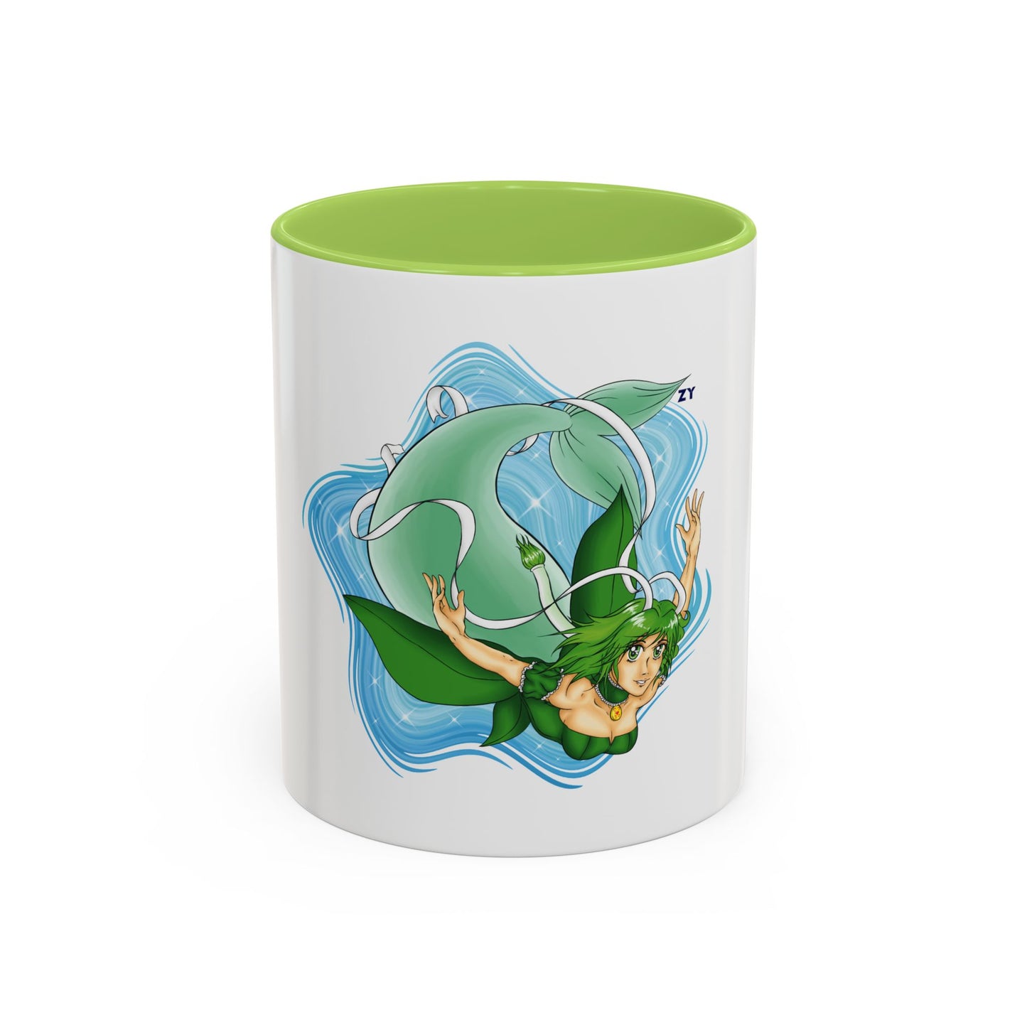 Mew Lettuce Mermaid Two-Tone Coffee Mugs, 15oz