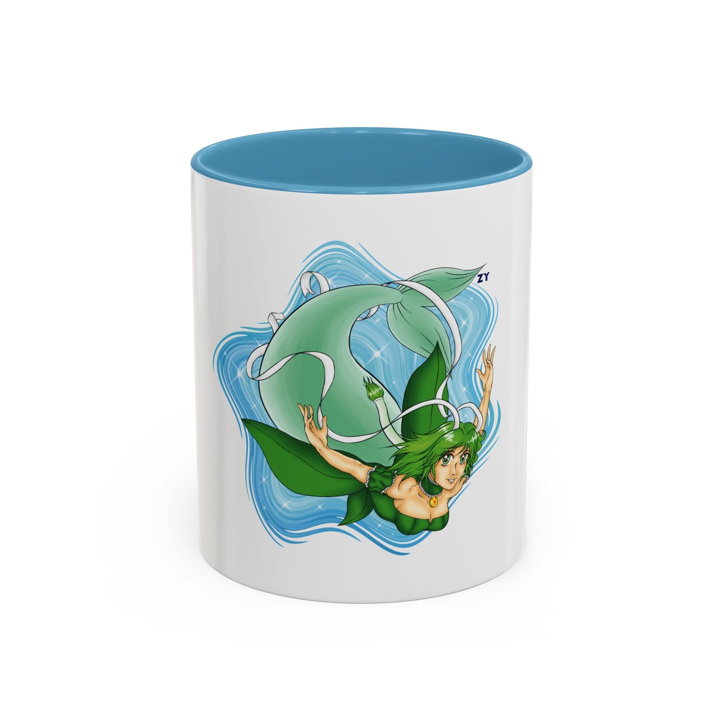 Mew Lettuce Mermaid Two-Tone Coffee Mugs, 15oz
