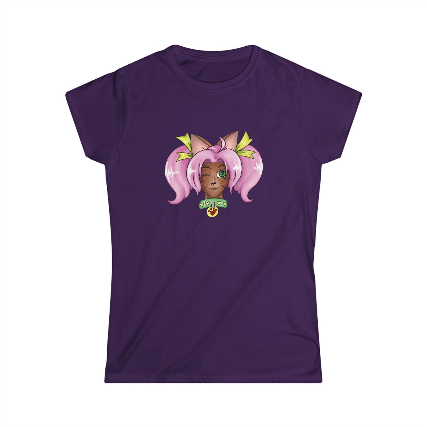 Cute Cat Girl Soft Style Ladies Tee
