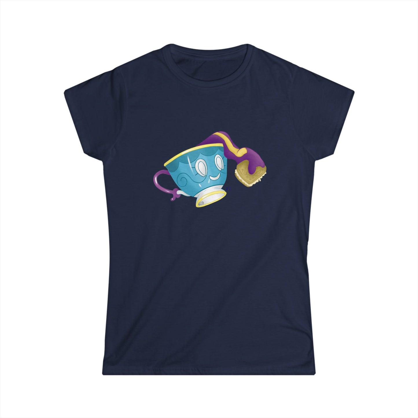 Ghostly Teacup w/ Biscuit Fanart Print Soft Style Ladies Tee