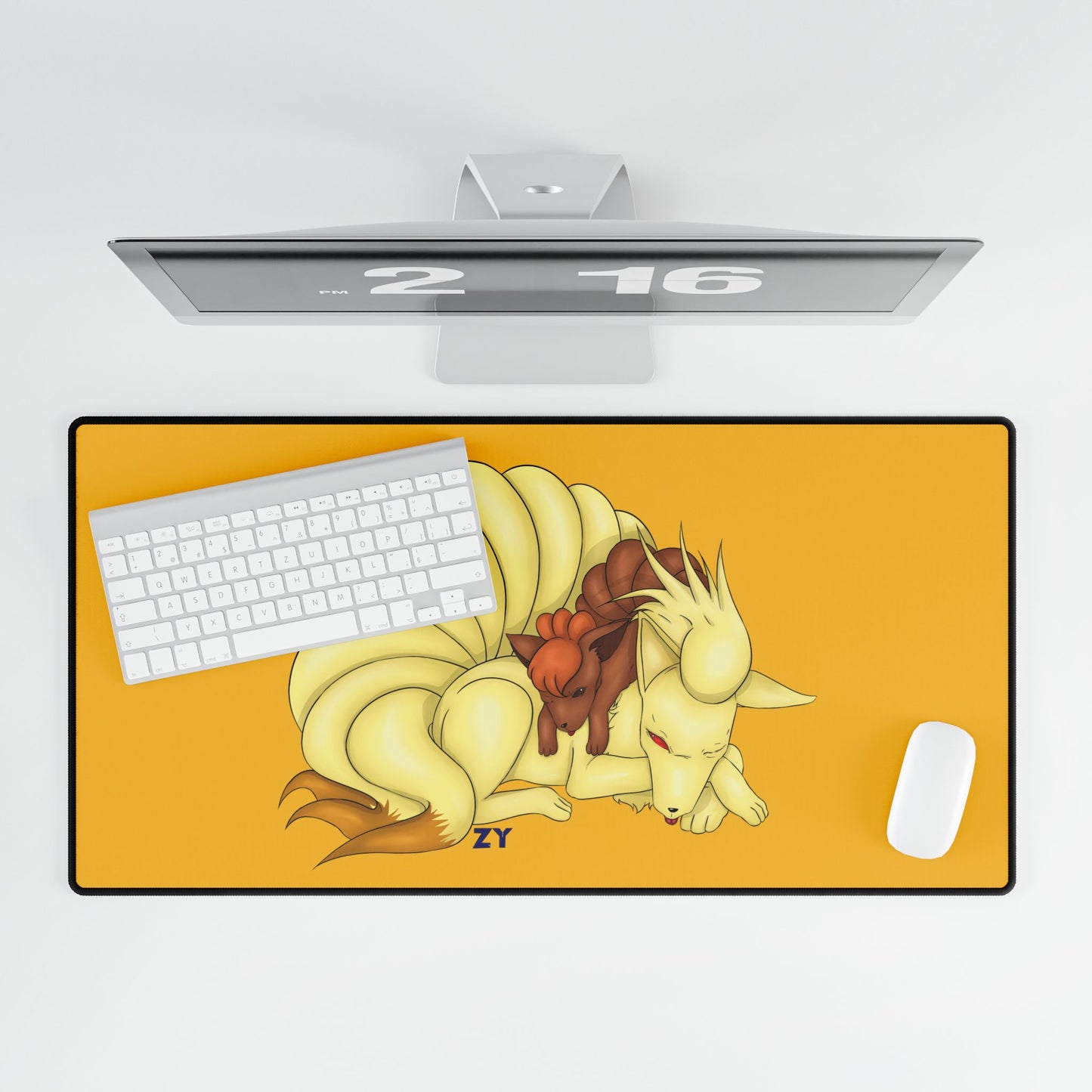 Poké Foxes 'Many Sleepy Tails' Print Fanart Desk Mat