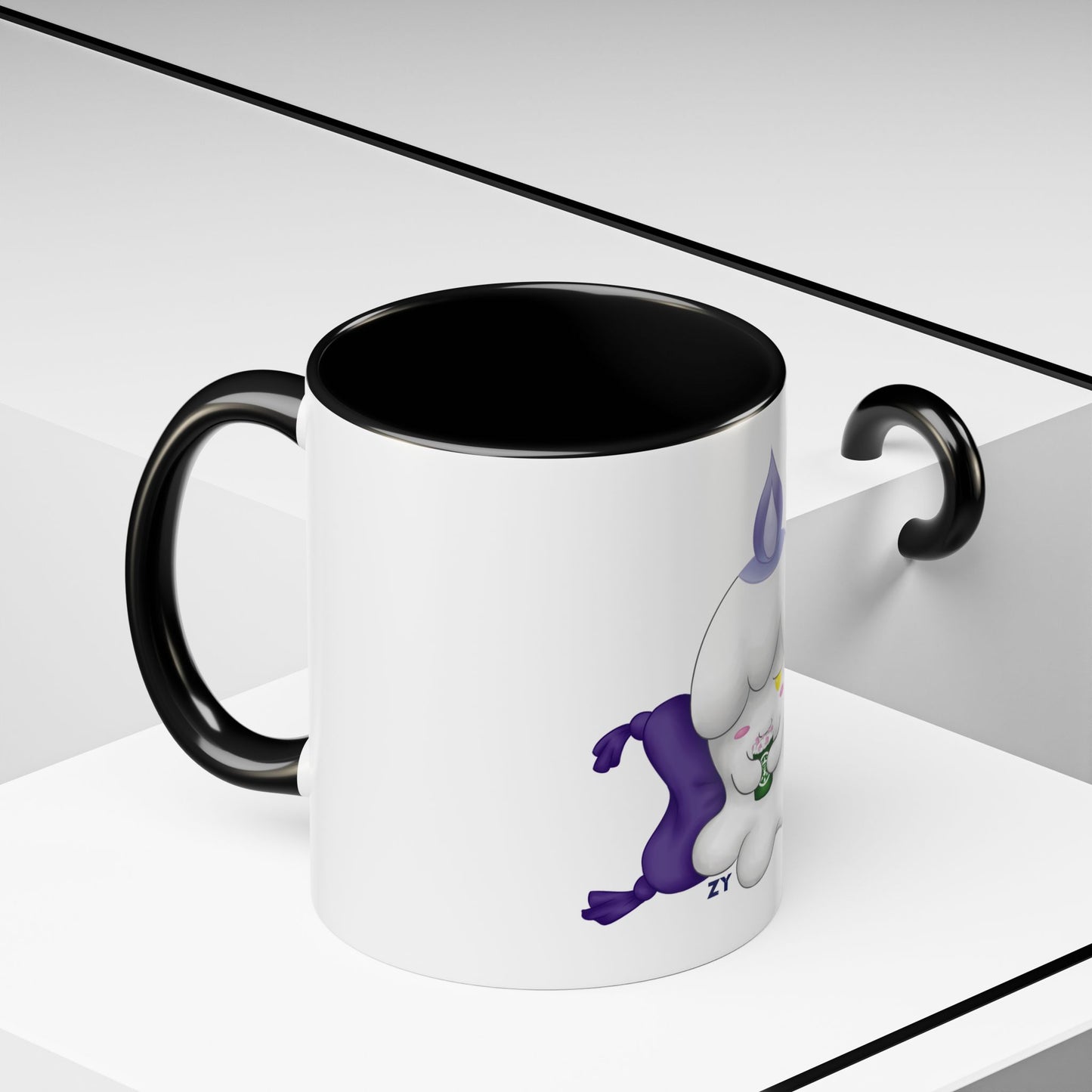 Ghost Monster Candle w/ Hot Chocolate Character Print OG Two-Tone Coffee Mugs, 15oz