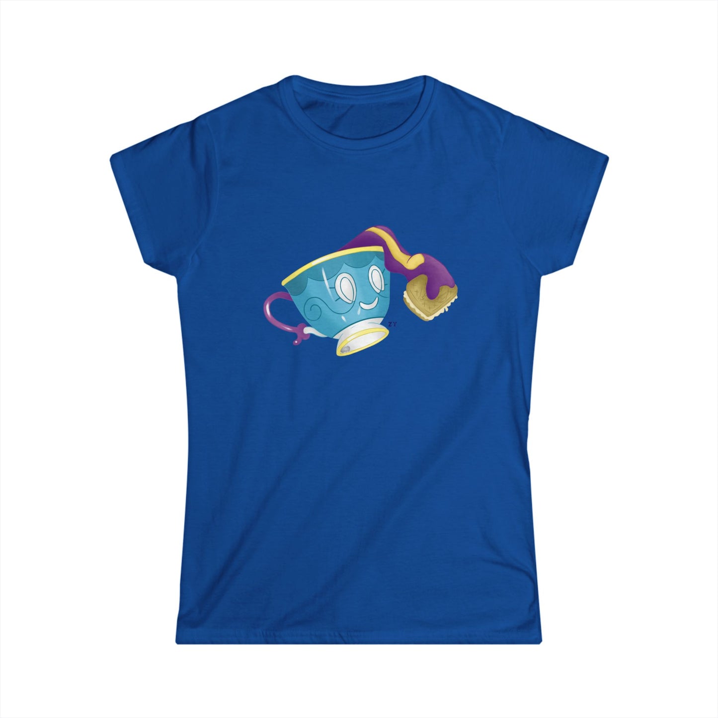 Ghostly Teacup w/ Biscuit Fanart Print Soft Style Ladies Tee