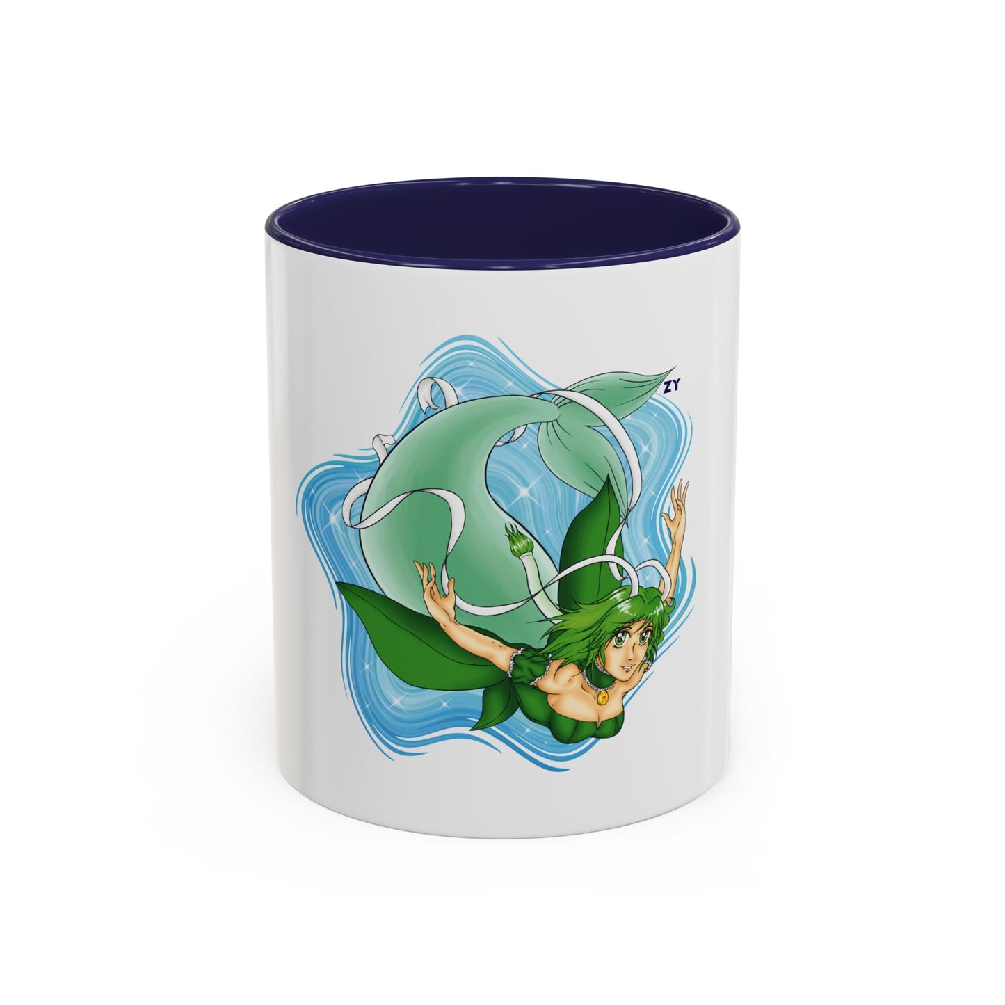 Mew Lettuce Mermaid Two-Tone Coffee Mugs, 15oz