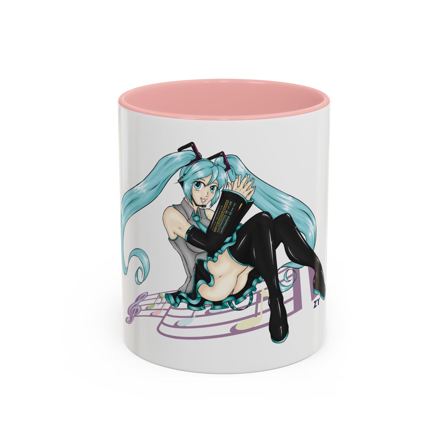 V: Miku Character Print OG Two-Tone Coffee Mugs, 15oz