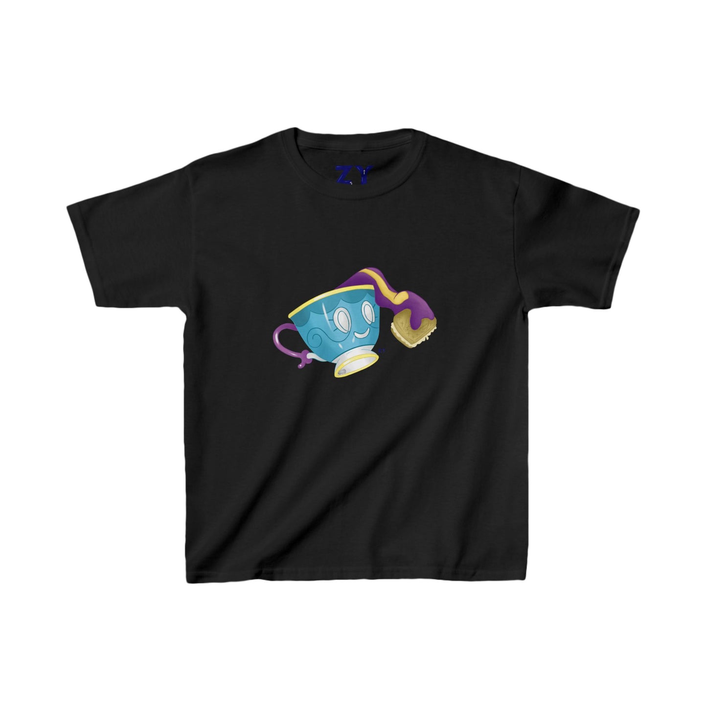Ghostly Teacup w/ Biscuit Fanart Print Kid's Fine Jersey Tee