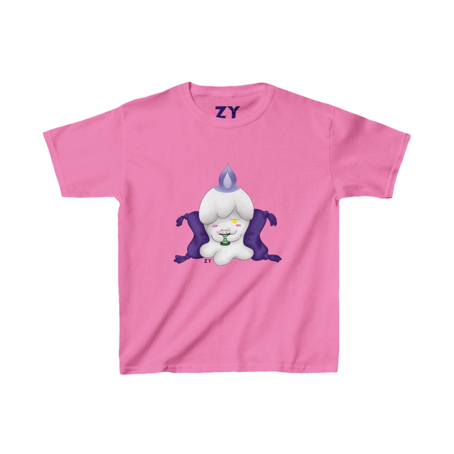 Ghost Monster Candle w/ Hot Chocolate Character Print Kid's Fine Jersey Tee