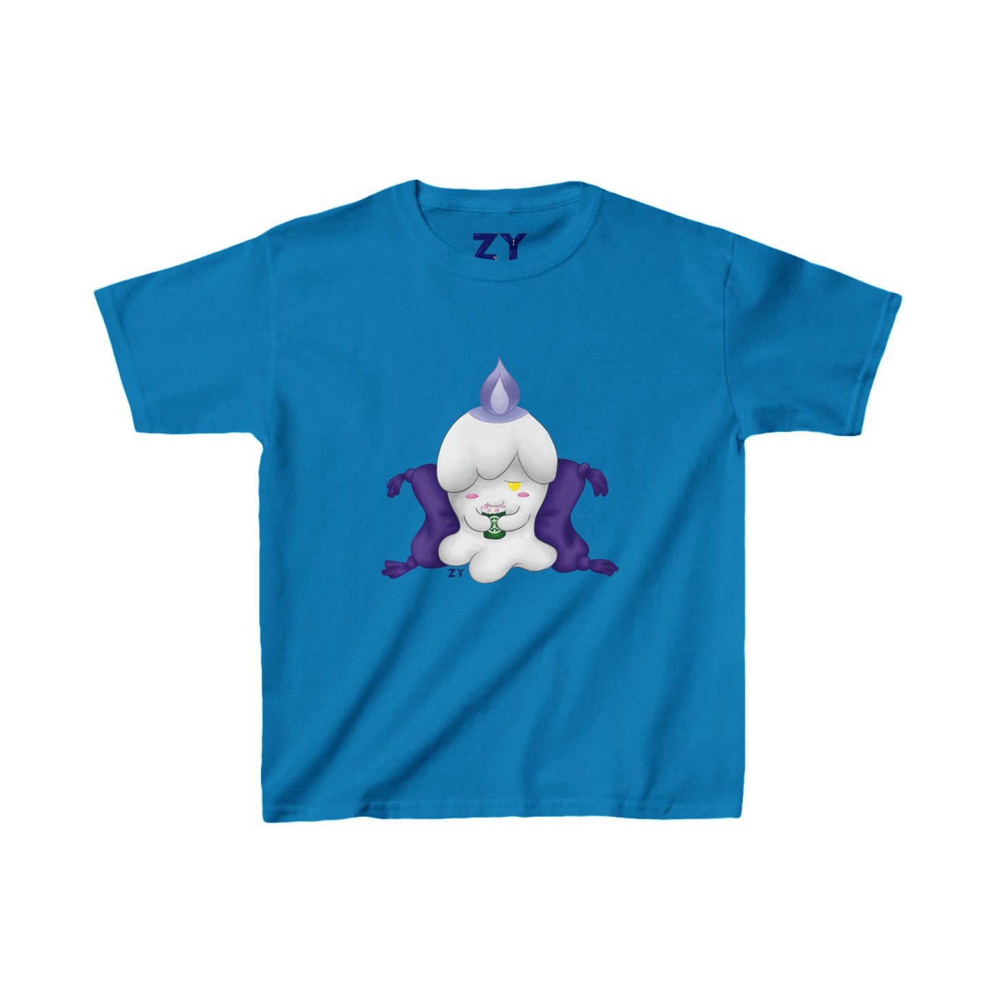 Ghost Monster Candle w/ Hot Chocolate Character Print Kid's Fine Jersey Tee