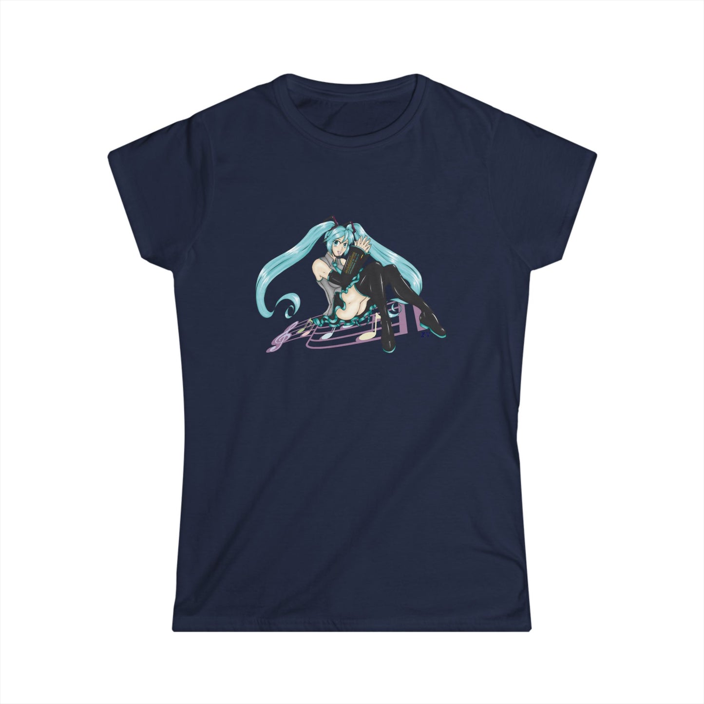 V: Miku Character Print Soft Style Ladies Tee