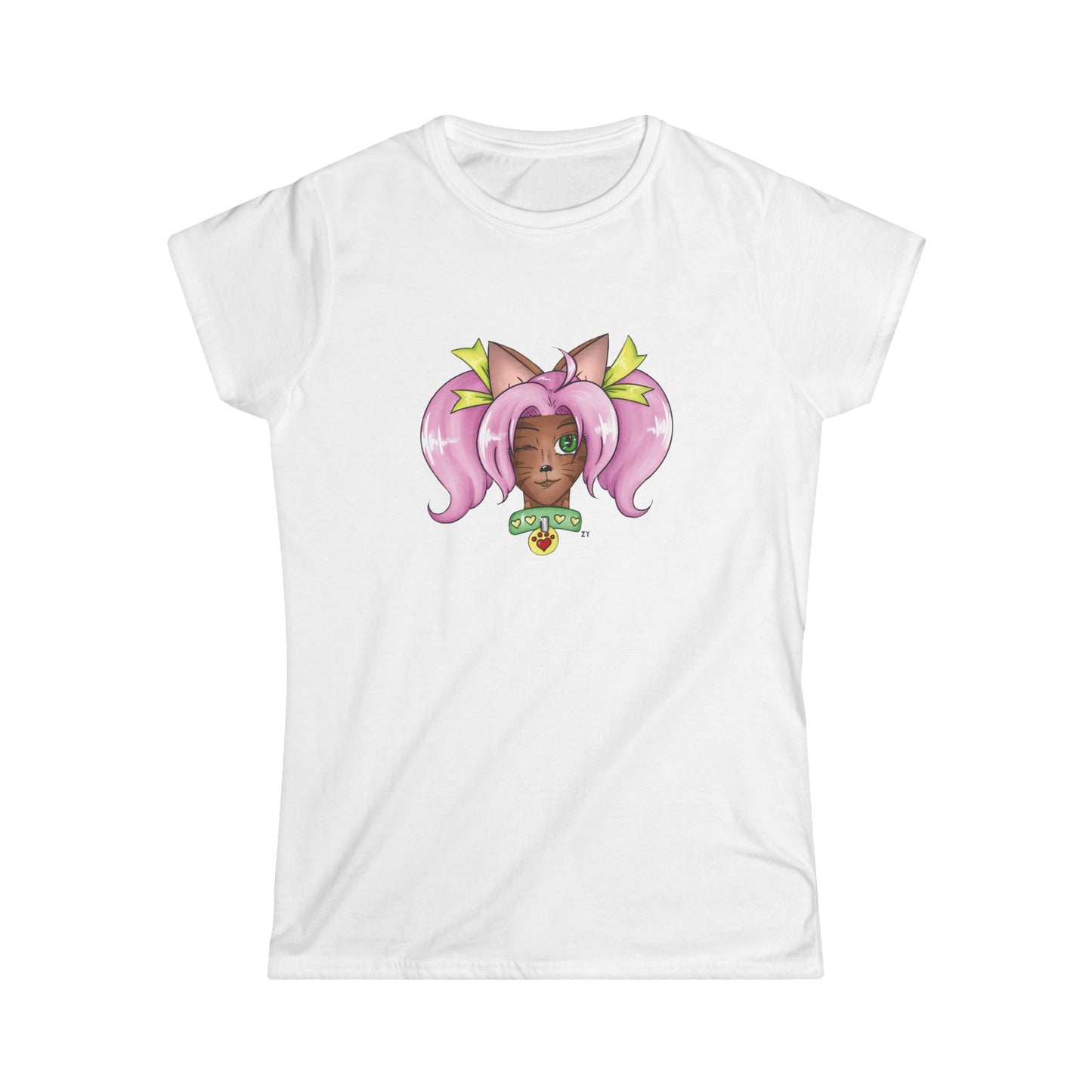 Cute Cat Girl Soft Style Ladies Tee