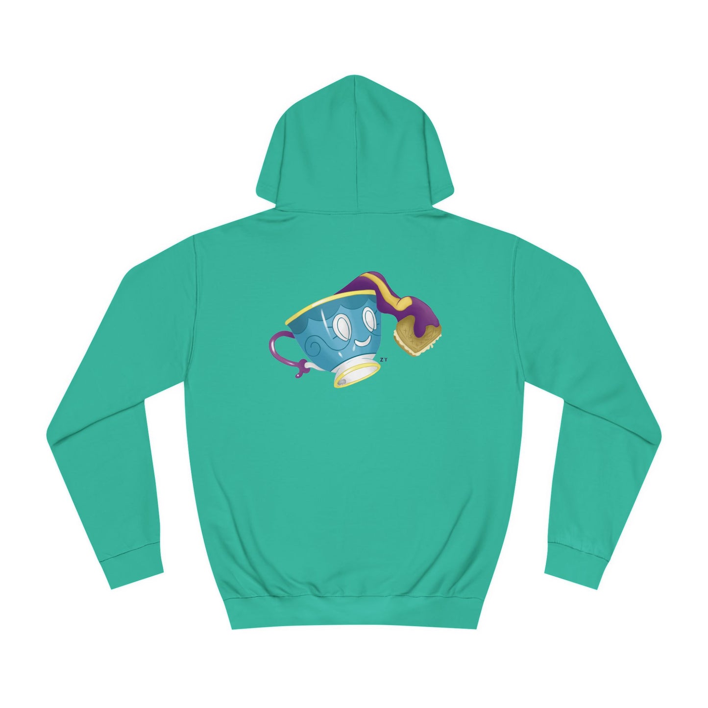 Ghostly Teacup w/ Biscuit Character Print Unisex Hoodie