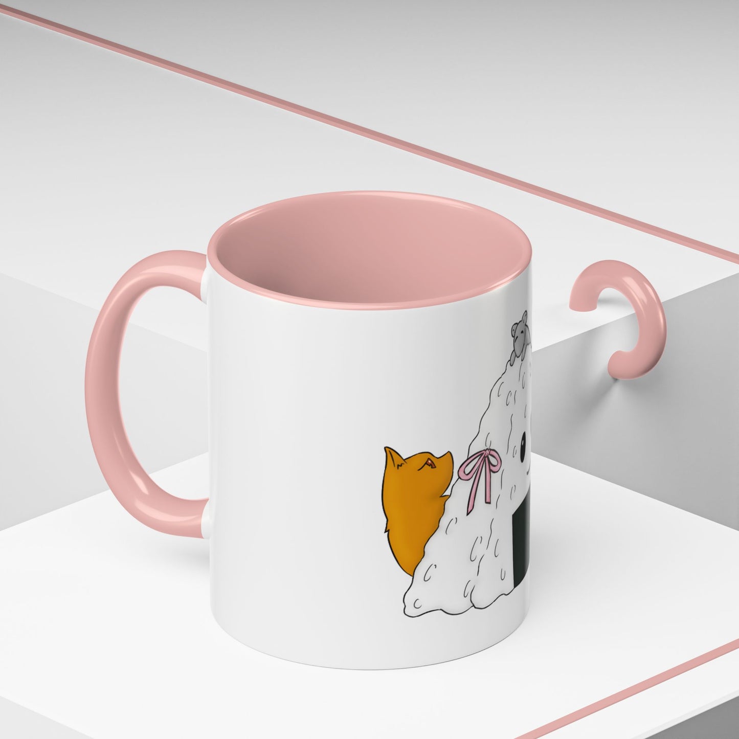 Fruits Basket Onigiri, Cat & Rat Two-Tone Coffee Mugs, 15oz
