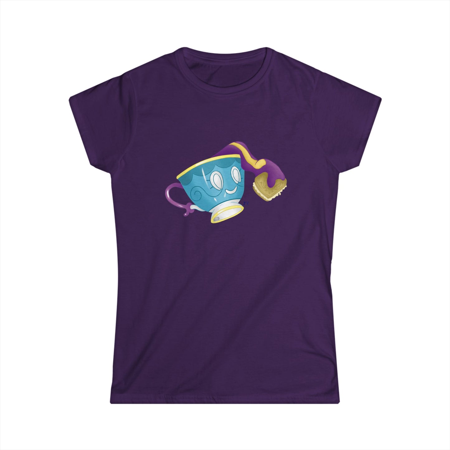 Ghostly Teacup w/ Biscuit Fanart Print Soft Style Ladies Tee