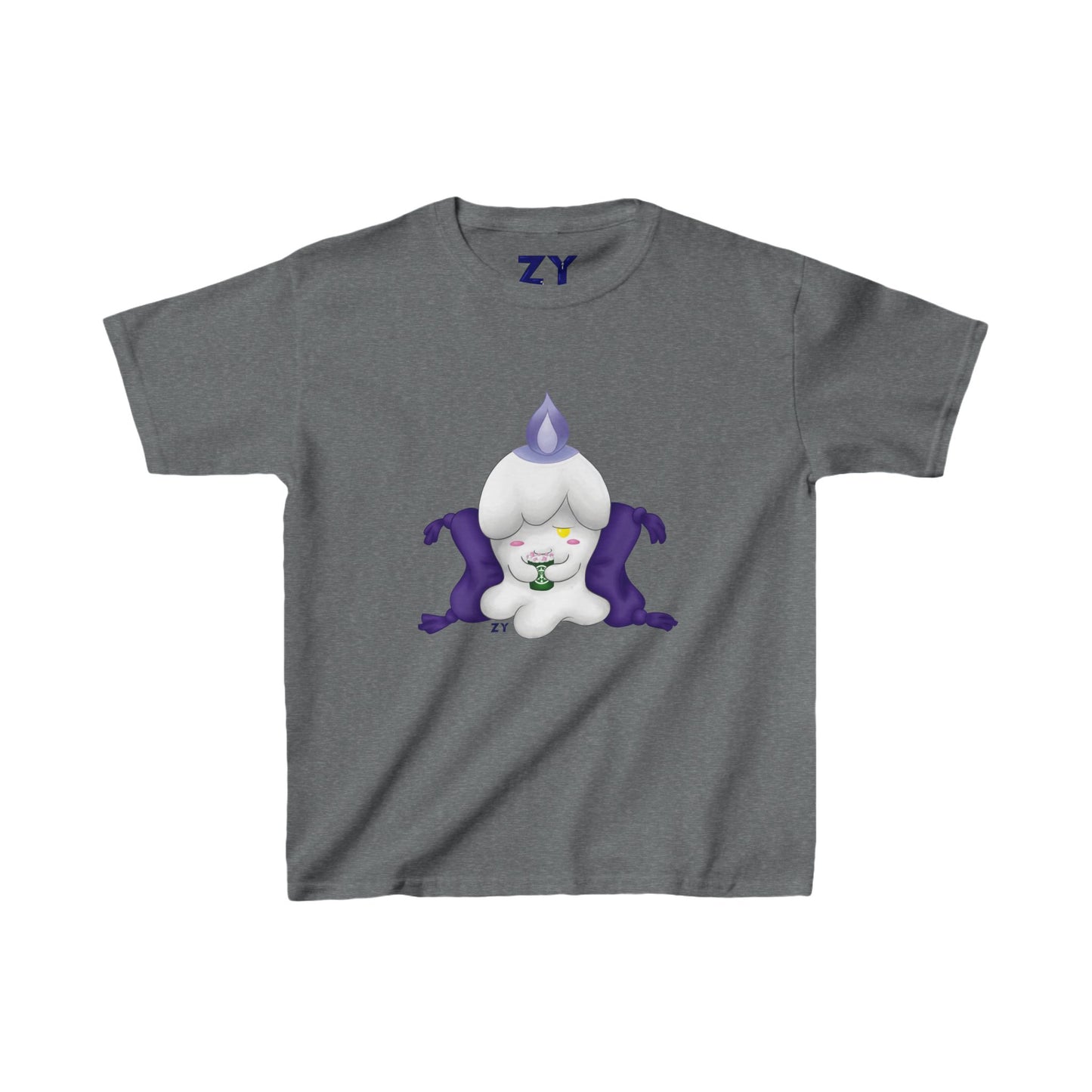 Ghost Monster Candle w/ Hot Chocolate Character Print Kid's Fine Jersey Tee