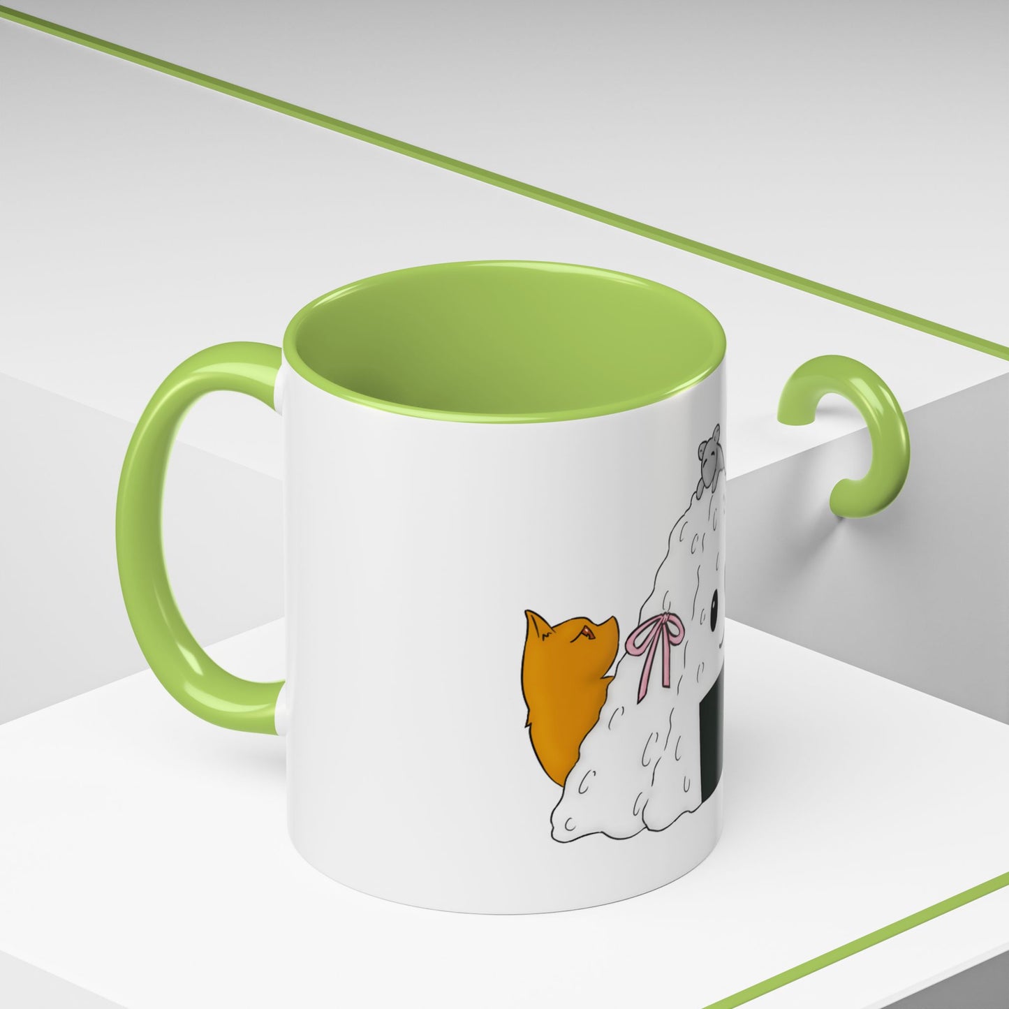 Fruits Basket Onigiri, Cat & Rat Two-Tone Coffee Mugs, 15oz